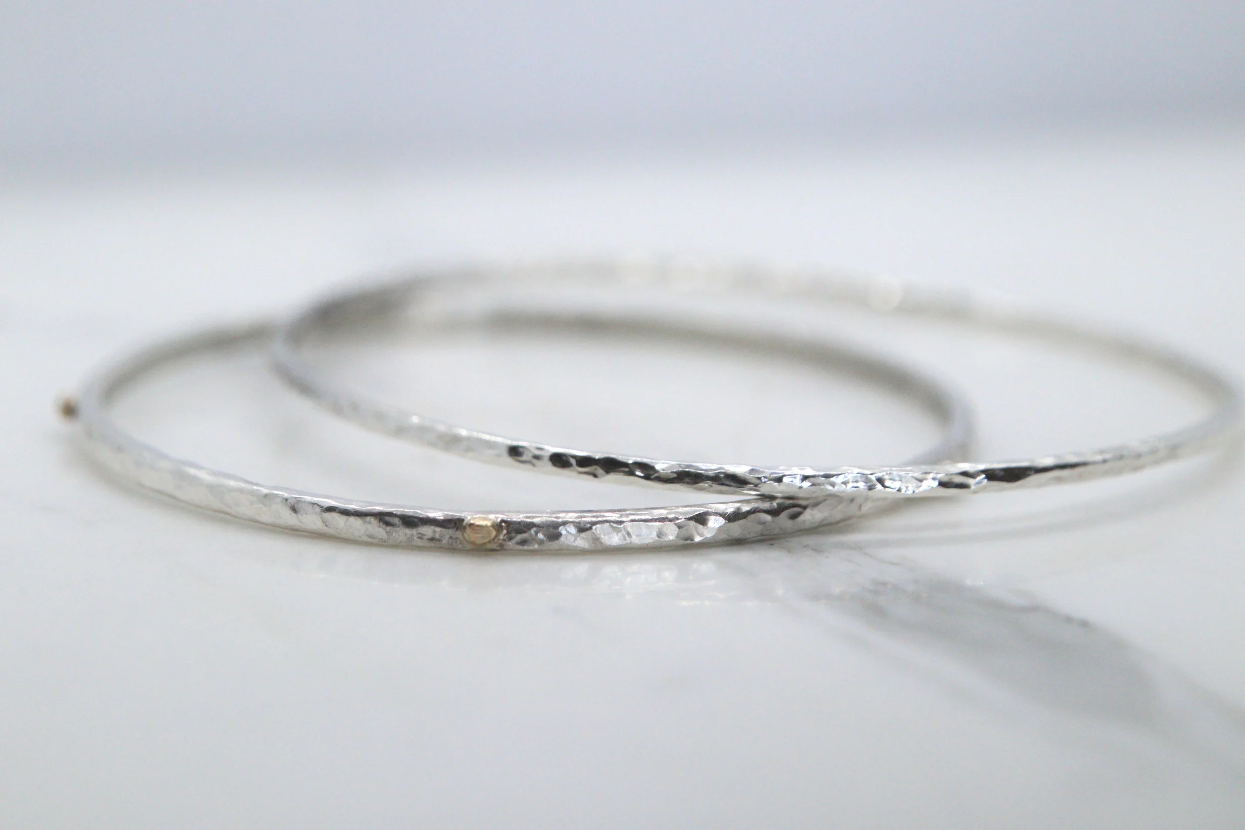 Sterling Silver Thin Hammered Bangle