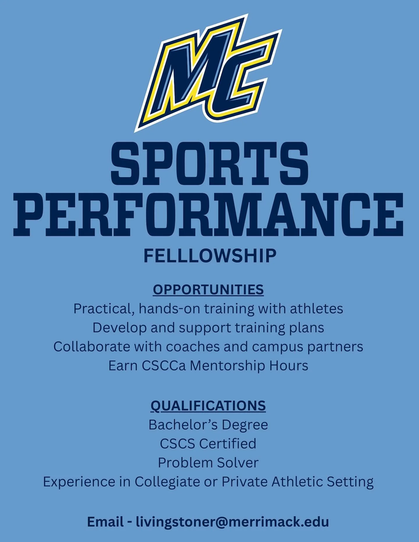 With the application deadline quickly approaching, @merrimacksportsperformance is looking for our next group of racehorses for the 26/27FY. If Sports Performance is your passion then the MACK might be right for you.
