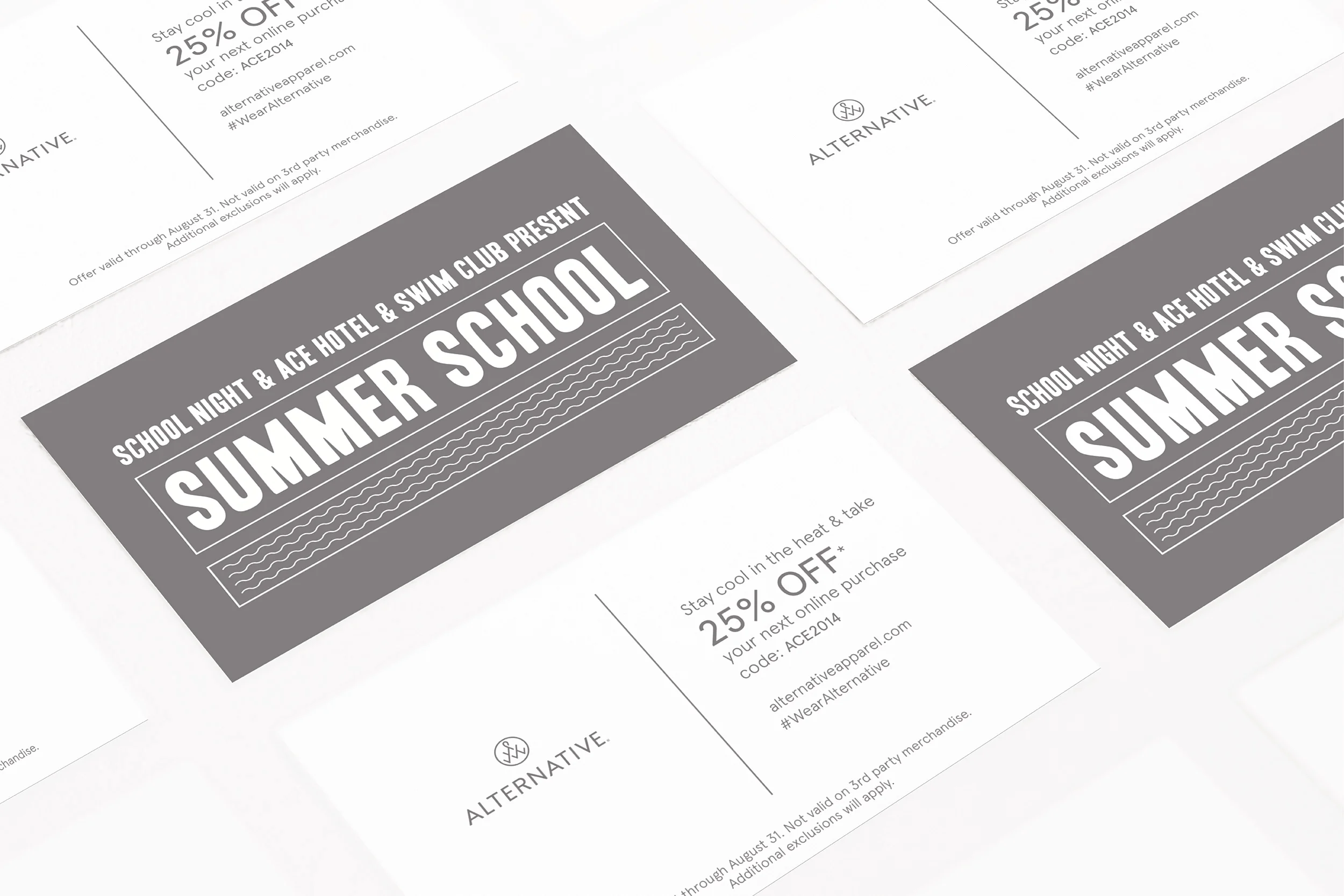  Alternative Apparel is a clothing line I designed print and digital assets for.  The design above was for a summer pop up we did at the Ace Hotel. 