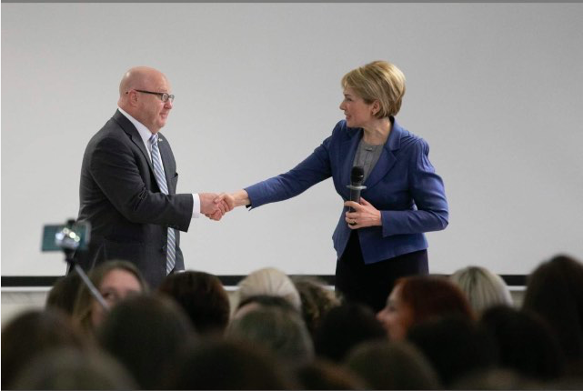 Our Representative John Silver at the U.S. Embassy with Lilia Hrynevych, The Ukrainian Minister of Education. Photo by the Ukrainian Ministry of Education and Science