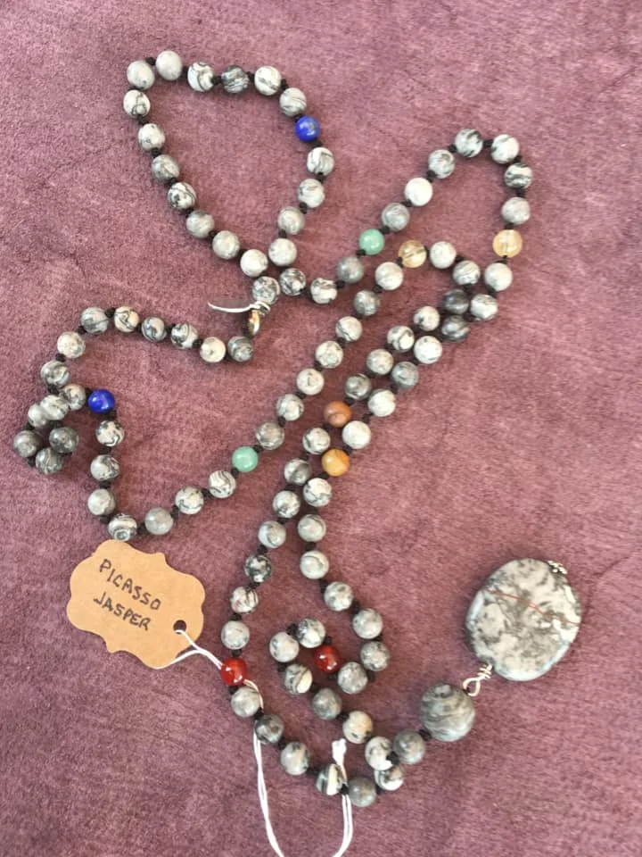 Picasso Jasper Chakra Hand Knotted Mala