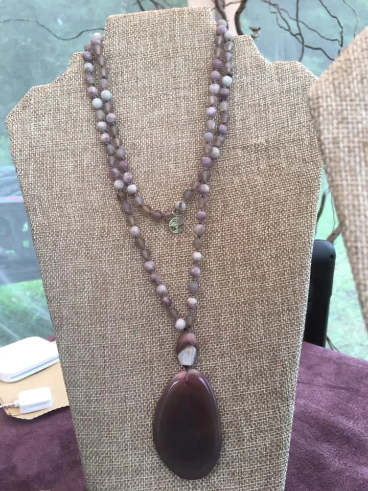 Florite and Lilac Jasper Mala