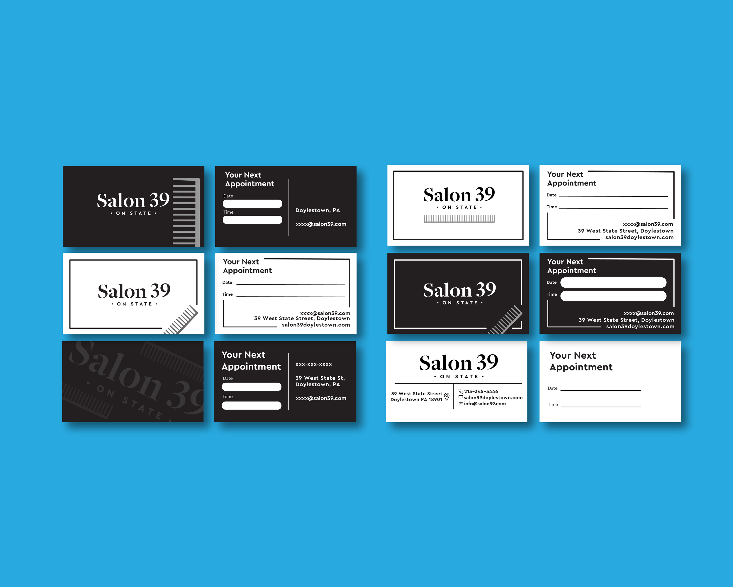  Business cards for Salon 39. 