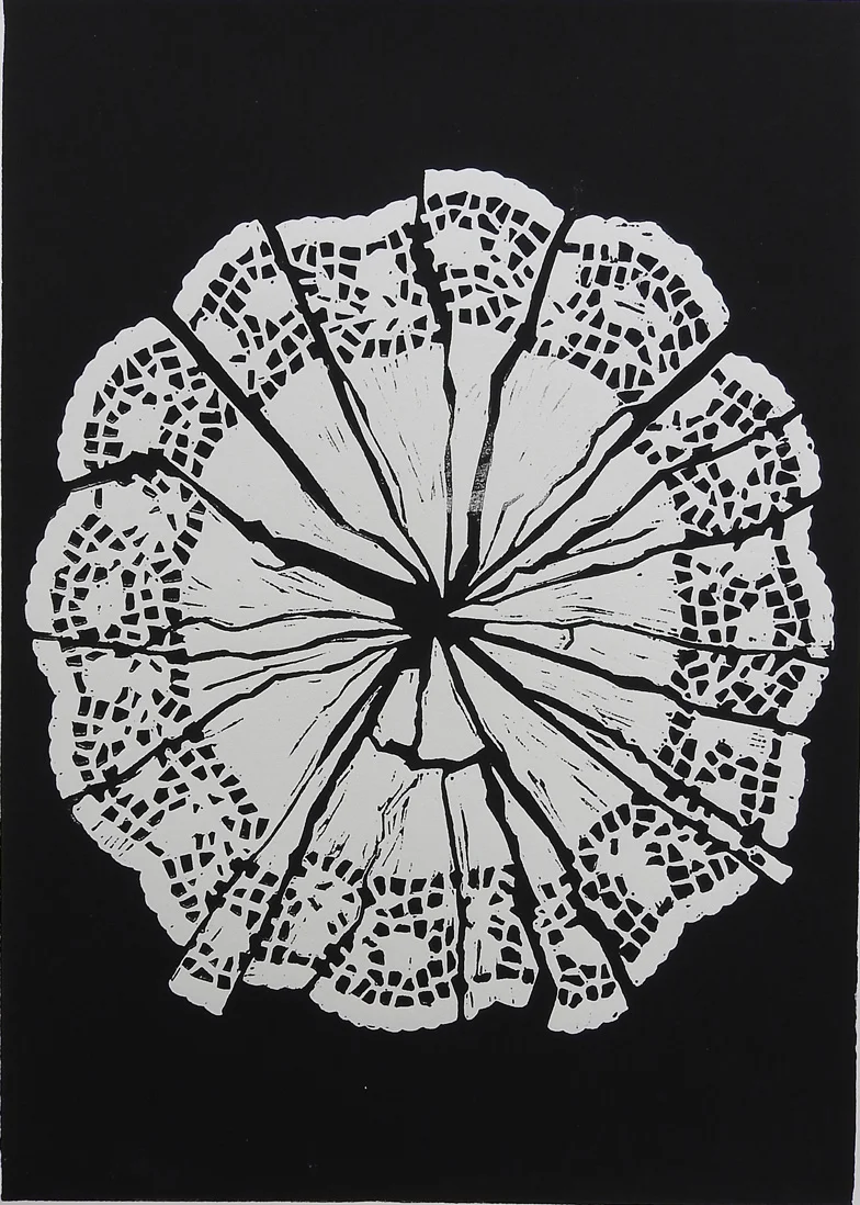 Shattered Doily. Lino print. 25cmx40cm 2/6 Available