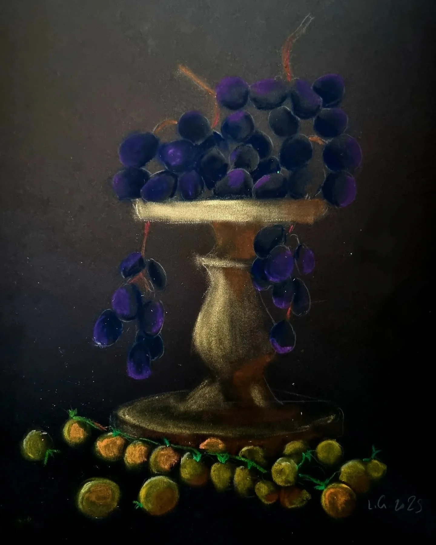 Metallic oil pastel on paper. From still life at @thealchemyexperiment last night.