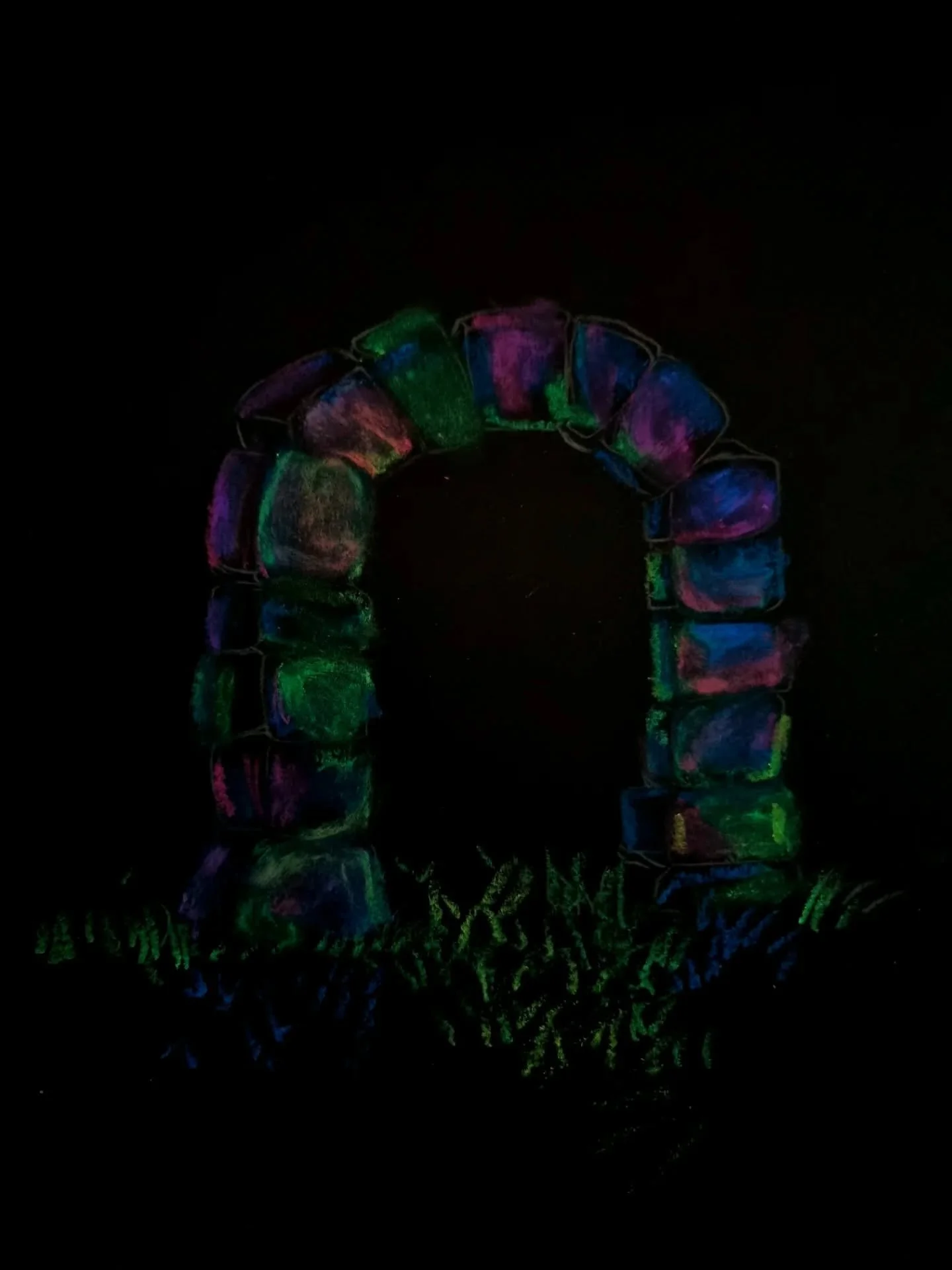UV Reactive oil pastels. Theres a wee video on my youtube channel of drawing this.
