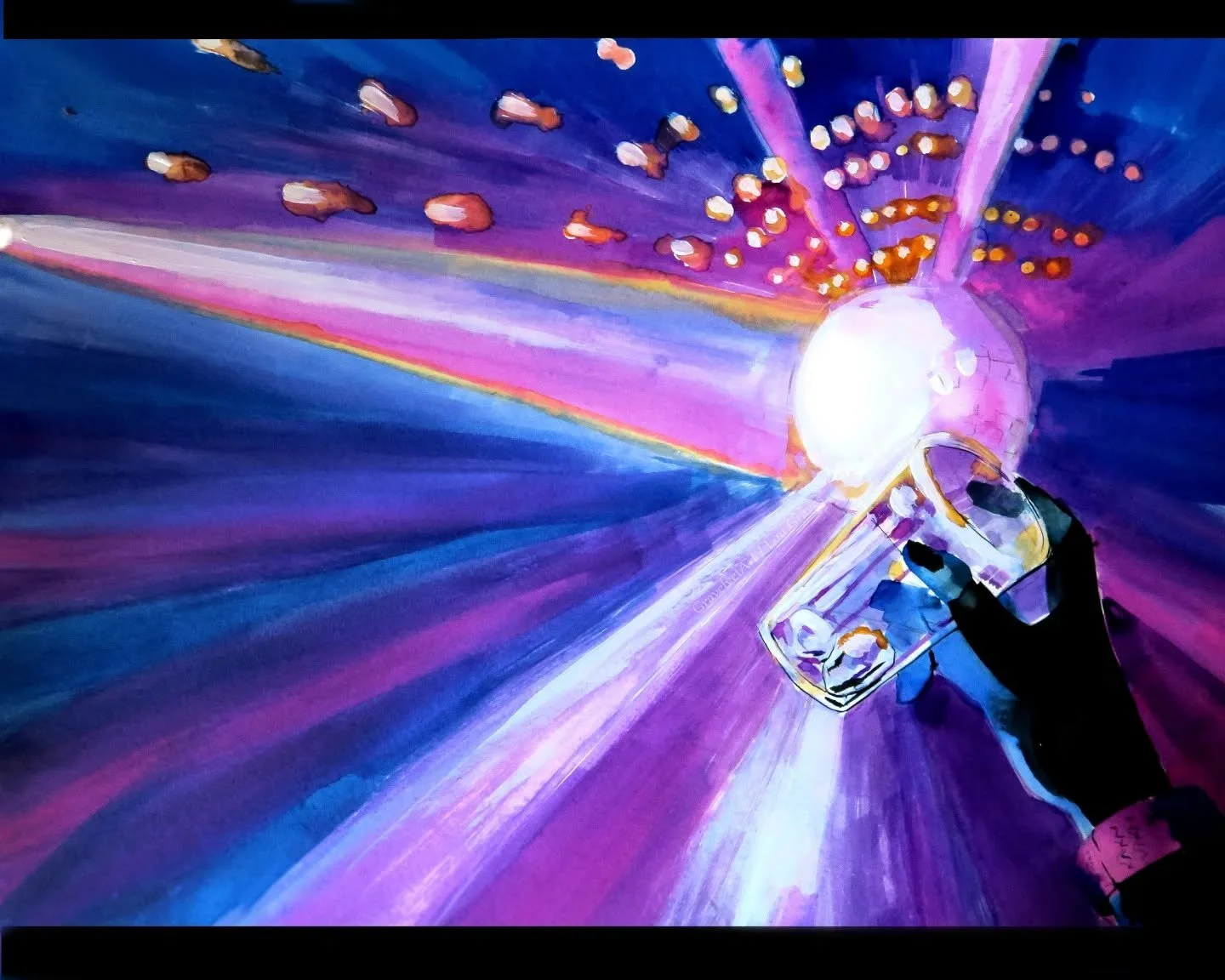 Disco Ball. Watercolour on paper.