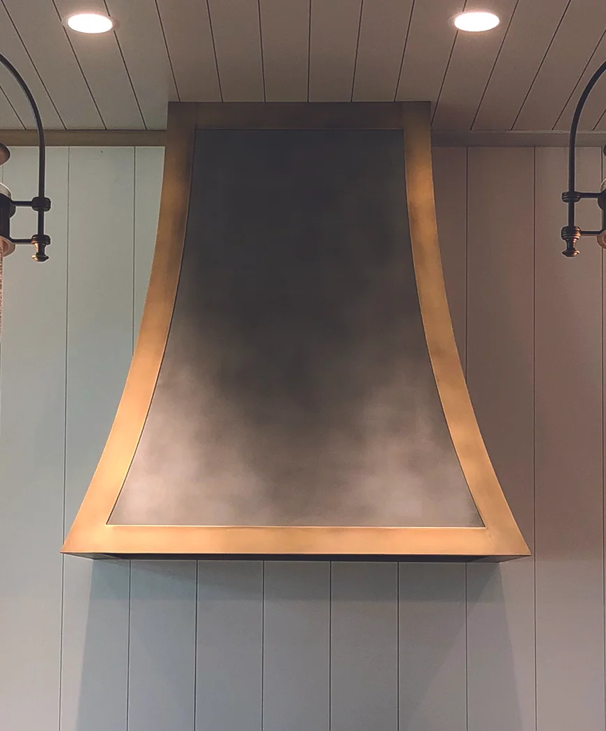 Zinc with brass trim