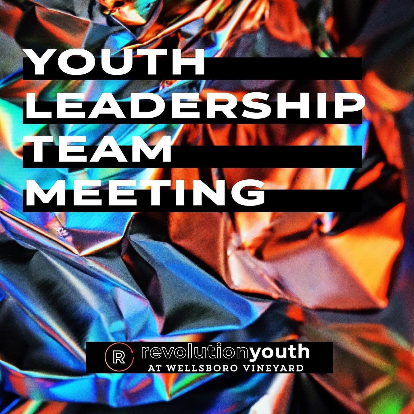TODAY is our Revolution Youth Youth Leadership meeting. This is for ALL of our current Project Timothy track kids, as well as anyone else in high school who is interested in being a part of the leadership team. We'll have a short meeting at the teen 