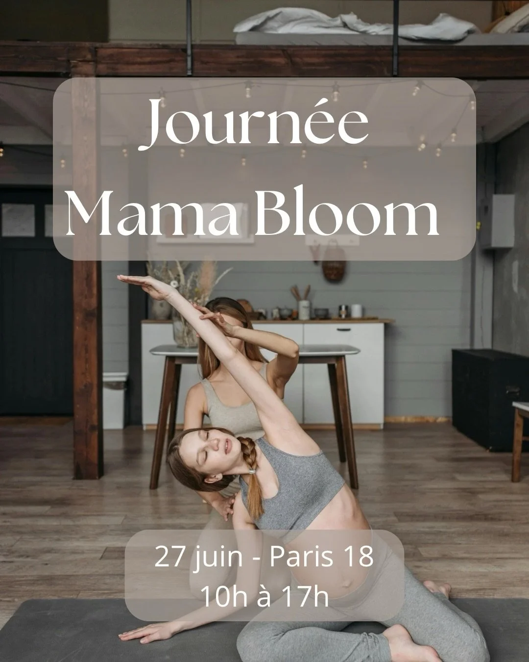 🌸 JOURN&Eacute;E MAMA BLOOM - samedi 27 juin 🌸

Et si tu t&rsquo;offrais une vraie pause pendant ta grossesse ? 🤍 
 Une retraite d&rsquo;un jour pour les femmes enceintes, pour ralentir,  respirer et prendre soin de toi ✨
 Au programme : des prati