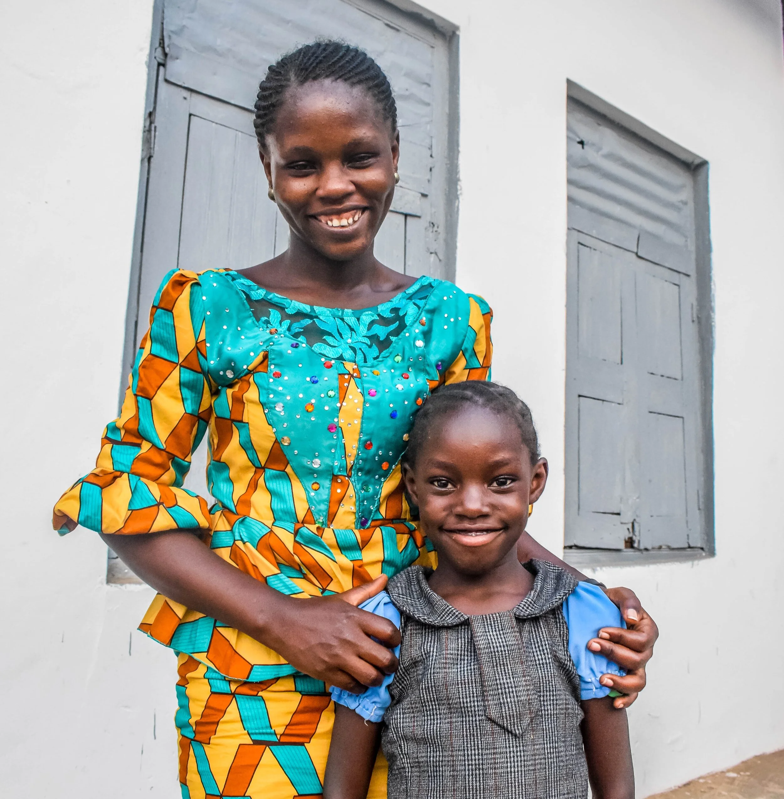 Adewunmi and her daughter just before the morning run to school
