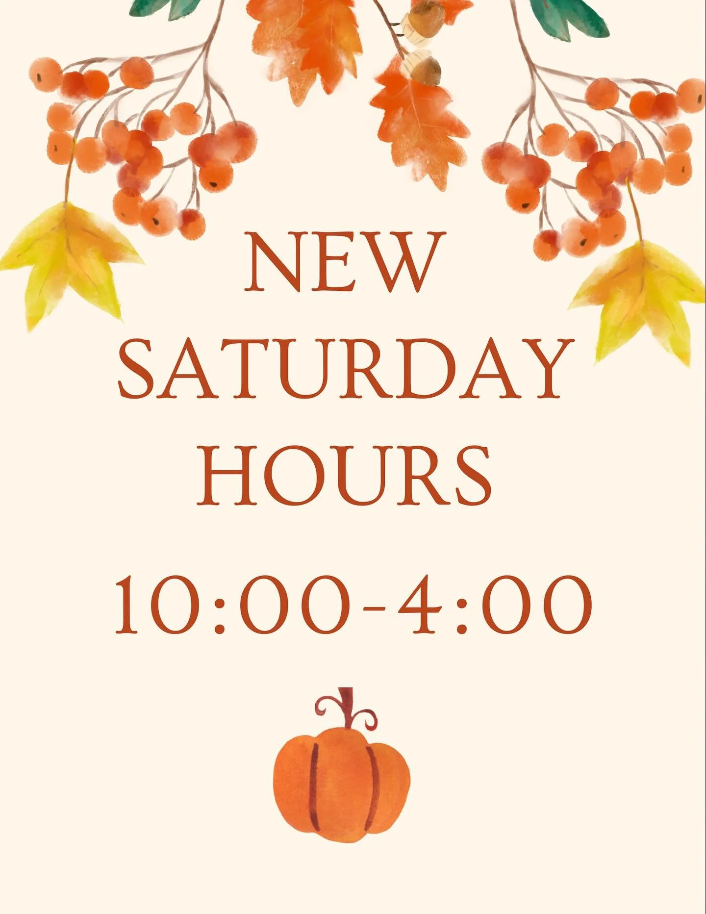 ✨NEW SATURDAY HOURS✨

⏰ 10:00-4:00