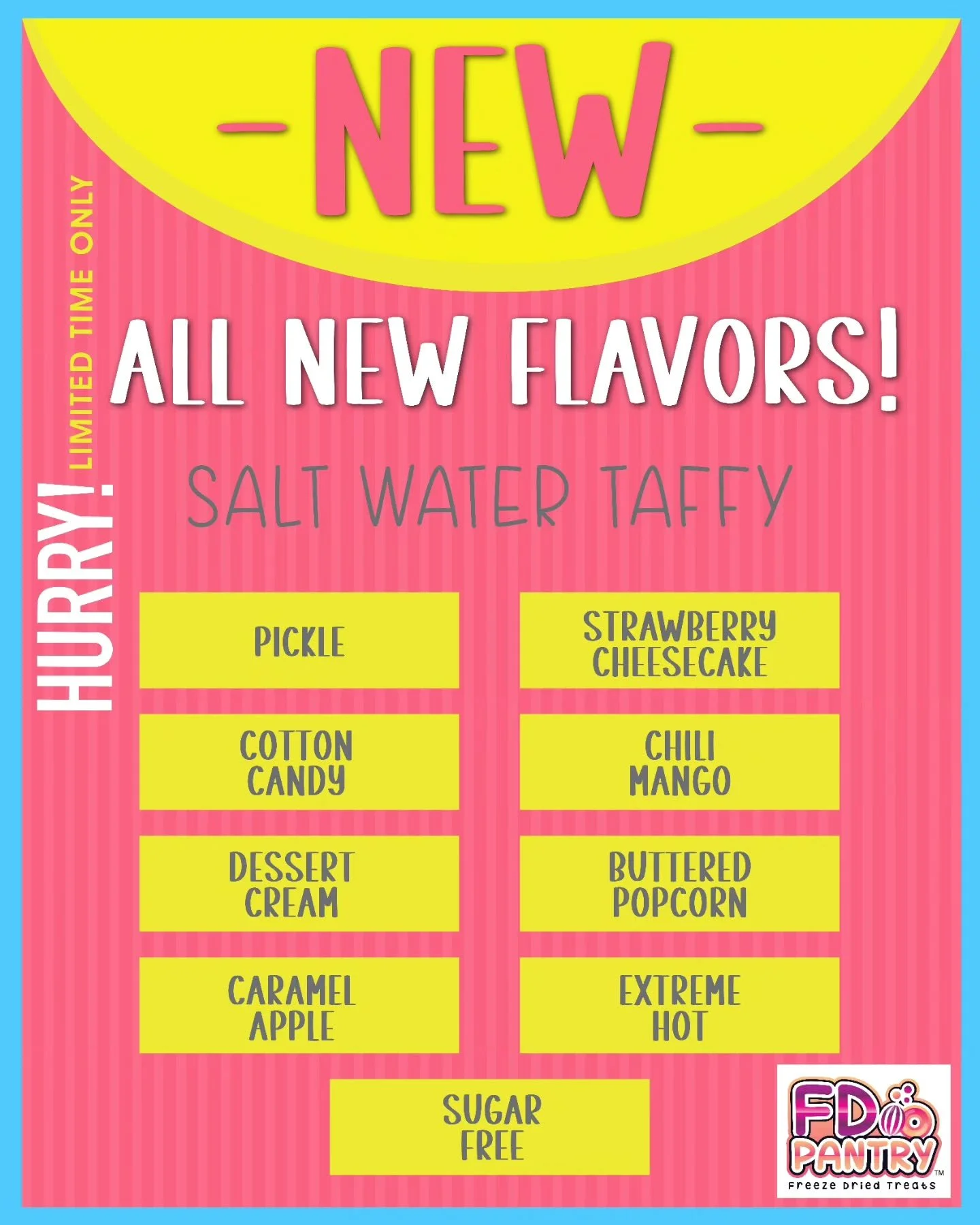 ✨️ All new freeze-dried Salt Water Taffy flavors just dropped! 🍬 Crunchy, sweet, and totally addictive. Come taste what's new!

#freezedriedcandy #candycravings #taffytwist #saltwatertaffy #supportlocal #freezedriedfun #rememberyourmemories #shoploc