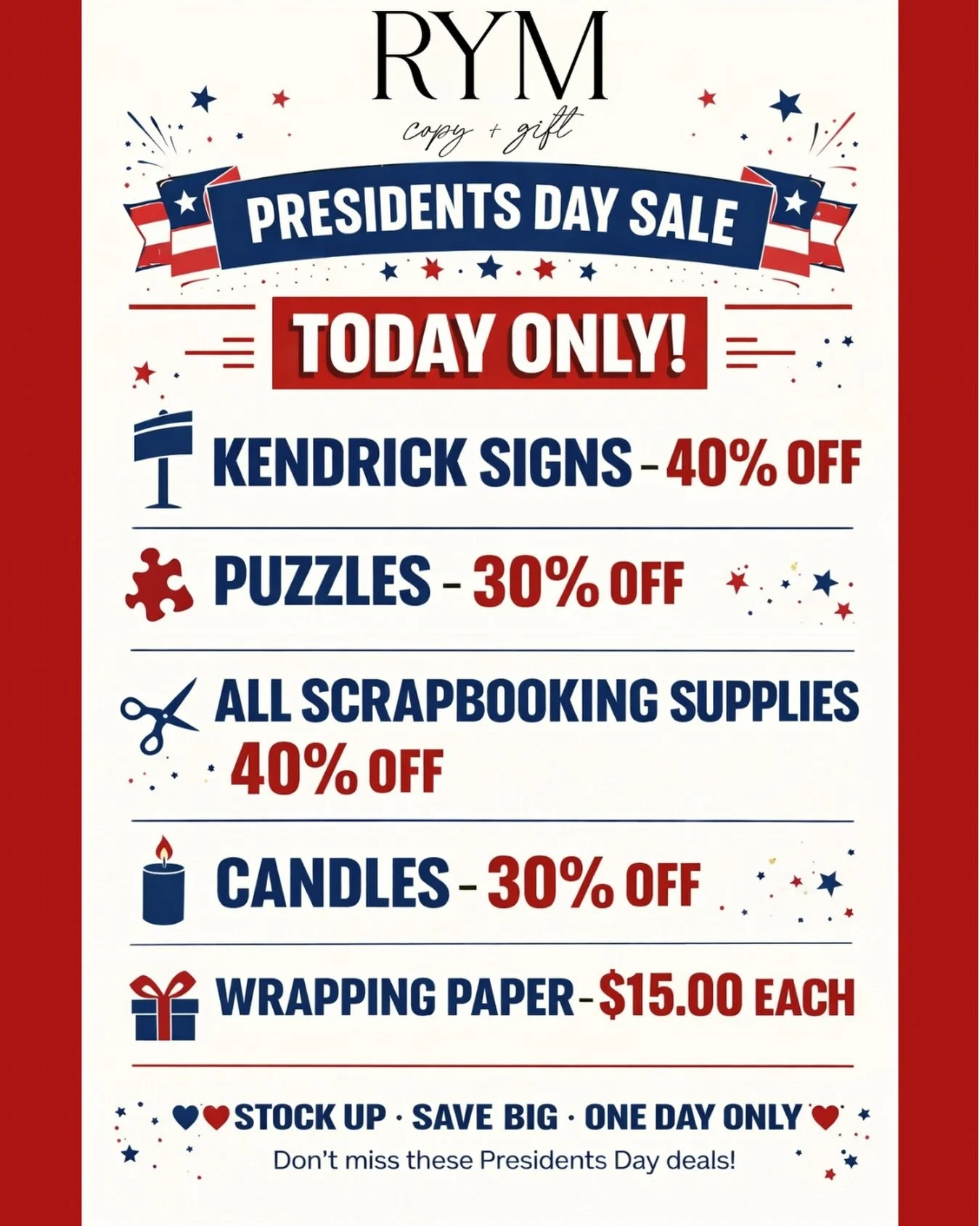 🇺🇸WE&rsquo;RE OPEN TODAY🇺🇸

Stop into for some HUGE savings!!! 🤗

📣 Mention this post and get an additional 5% off your purchase.