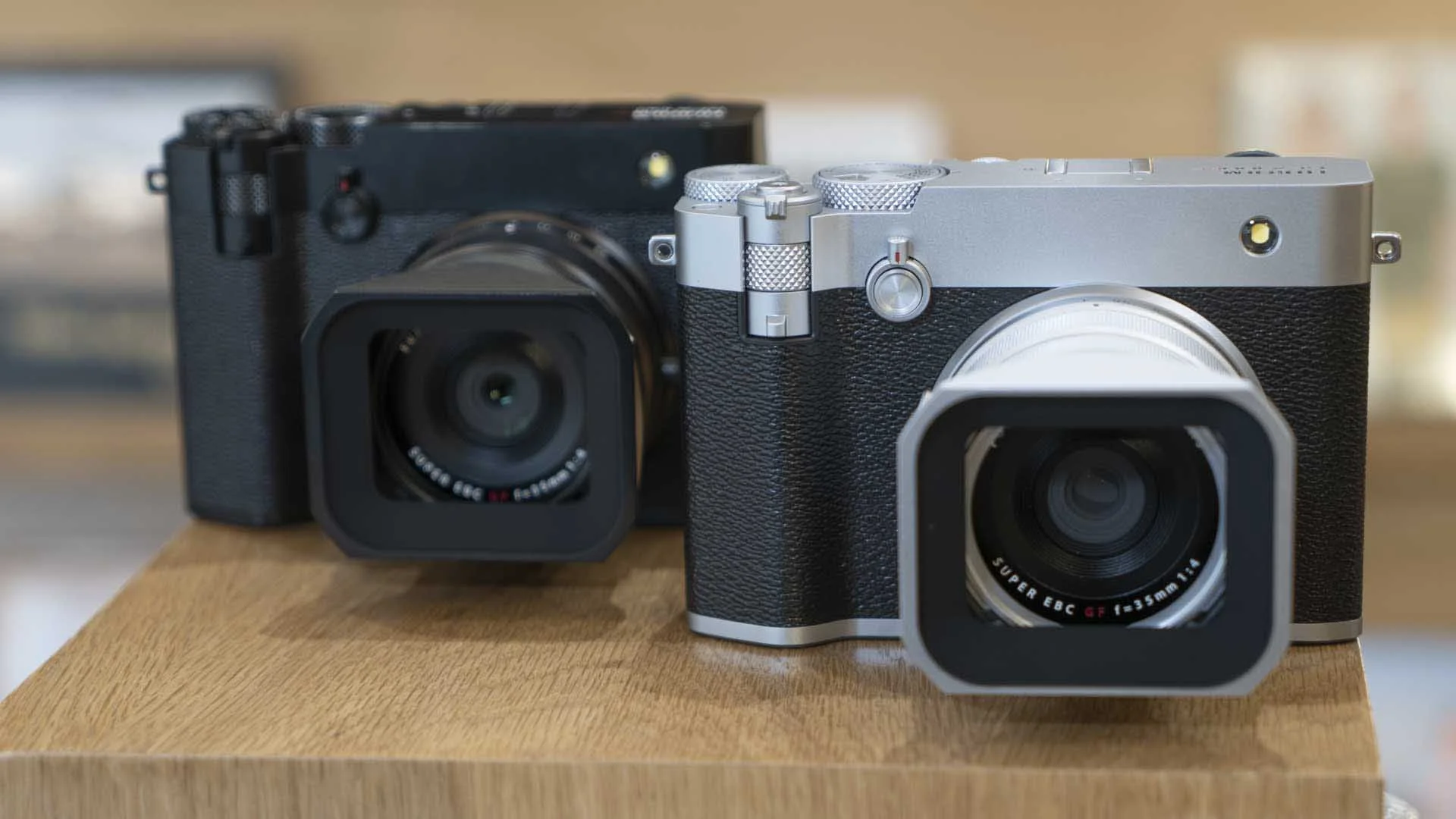 The Fujifilm GFX100RF is available with a black or silver finish.
