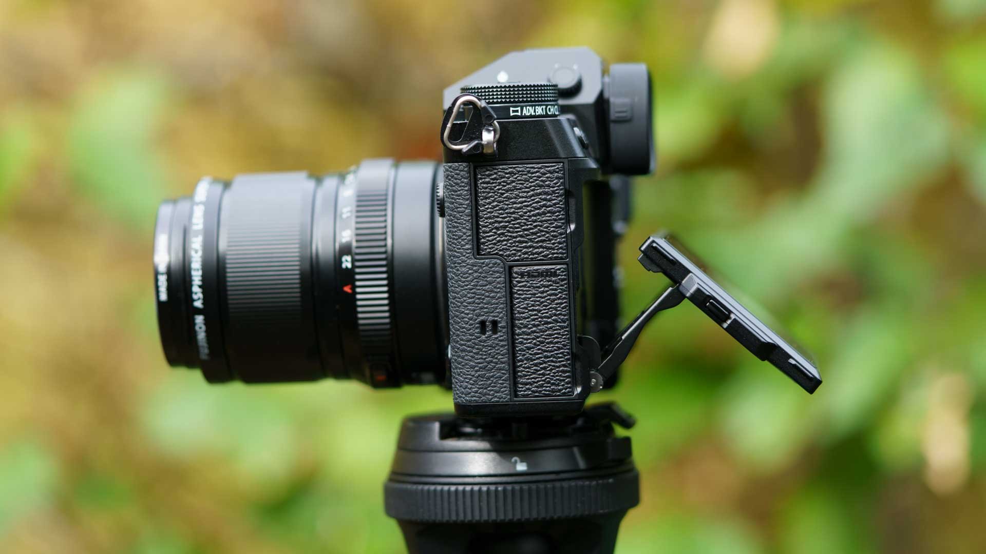  The Fujifilm X-T5’s screen can be tilted up or down in landscape orientation and up in portrait orientation 