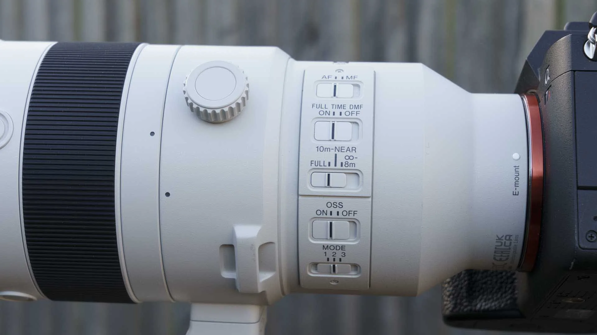  The five control switches are within easy reach of your left thumb when holding the camera to your eye, and there are three conveniently placed AF-hold buttons on the lens barrel between the zoom and focus rings. 