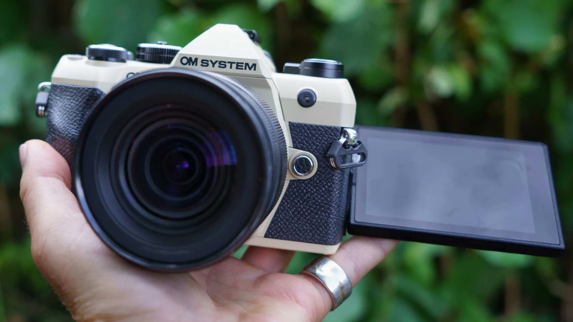  The OM System OM-5 II has a 3-inch vari-angle screen. that can be flipped and rotated to face forwards. 