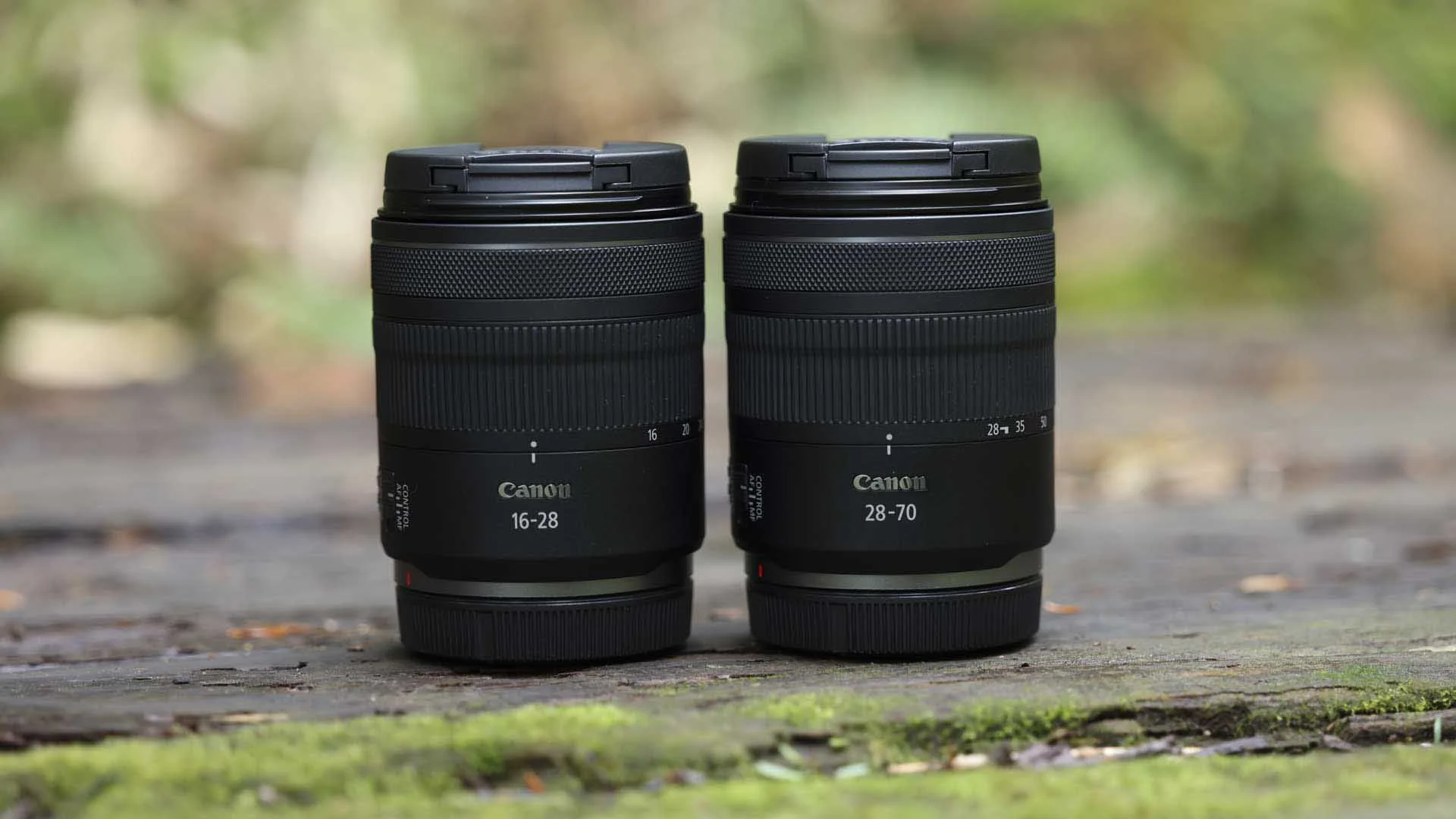  The Canon RF 16-28mm F2.8 IS STM (left) next to the Canon RF 28-70mm F2.8 IS STM  - both fully-retracted. 