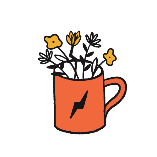 Orange mug with flowers illustration