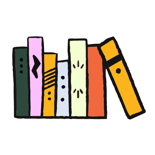 Illustration of colorful books on a shelf