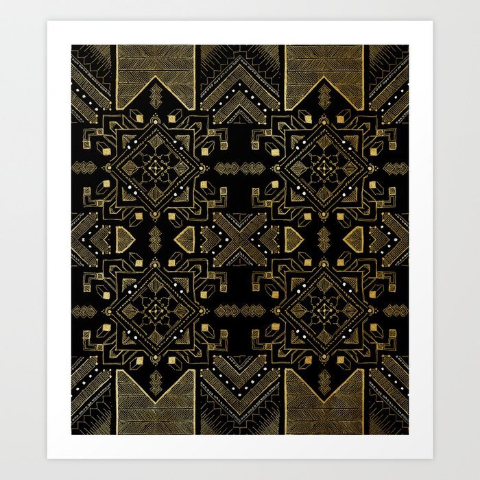 Gilded Geometric Pattern Art Print