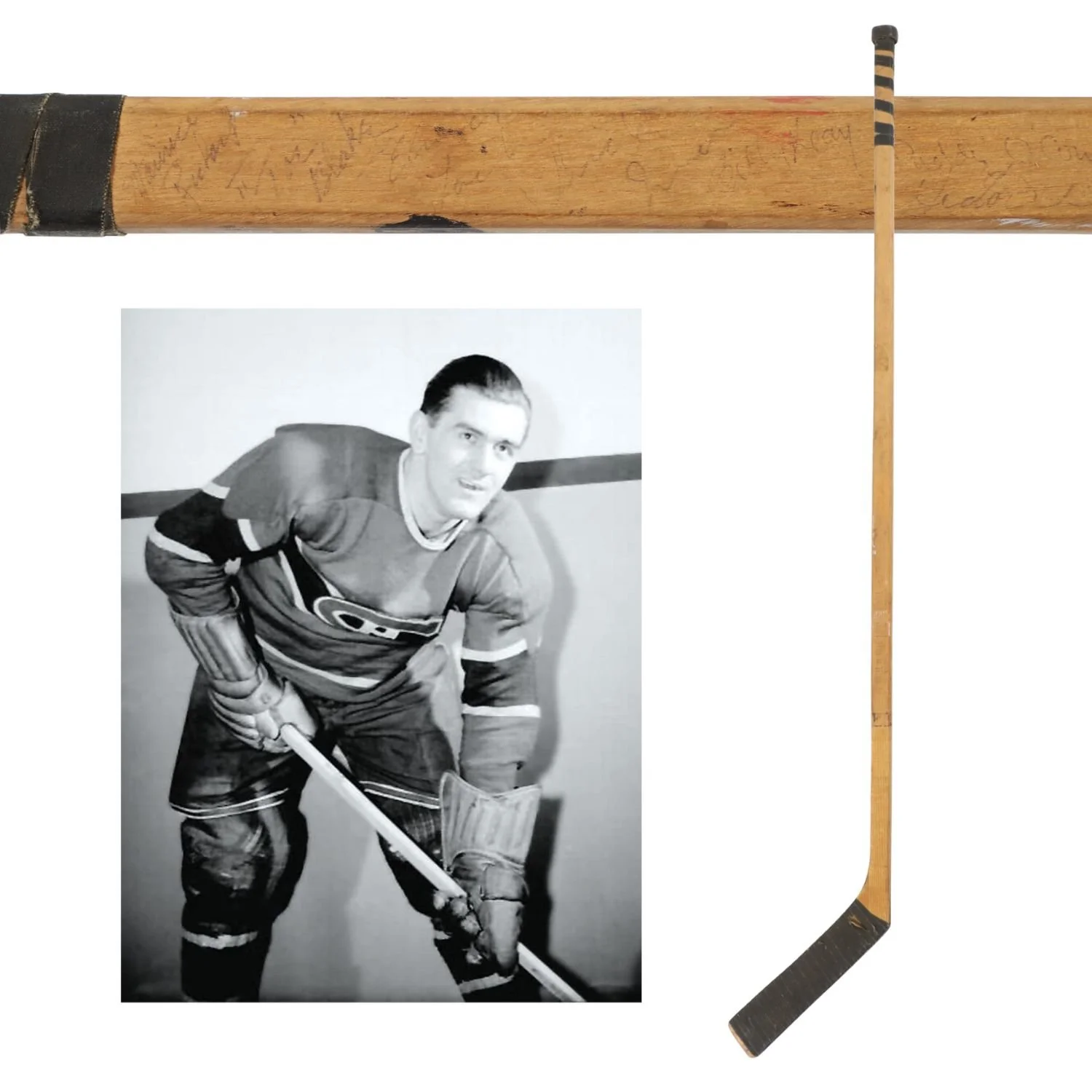 Maurice “Rocket” Richard signed, game-used hockey stick. Estimate: CA$10,000-$12,000.