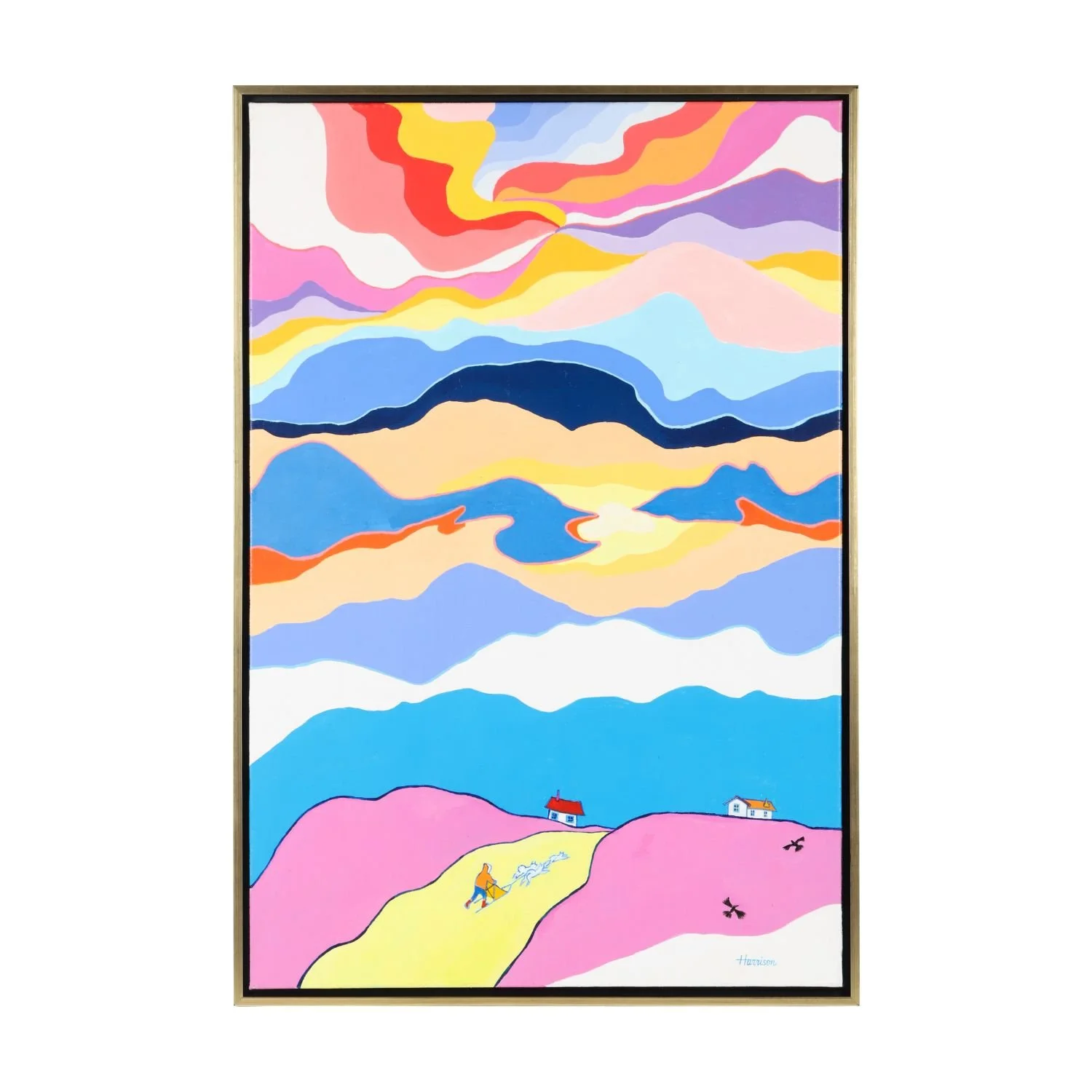 Ted Harrison (1926-2015), titled Dawson City Evening. Estimate: $15,000-$25,000.