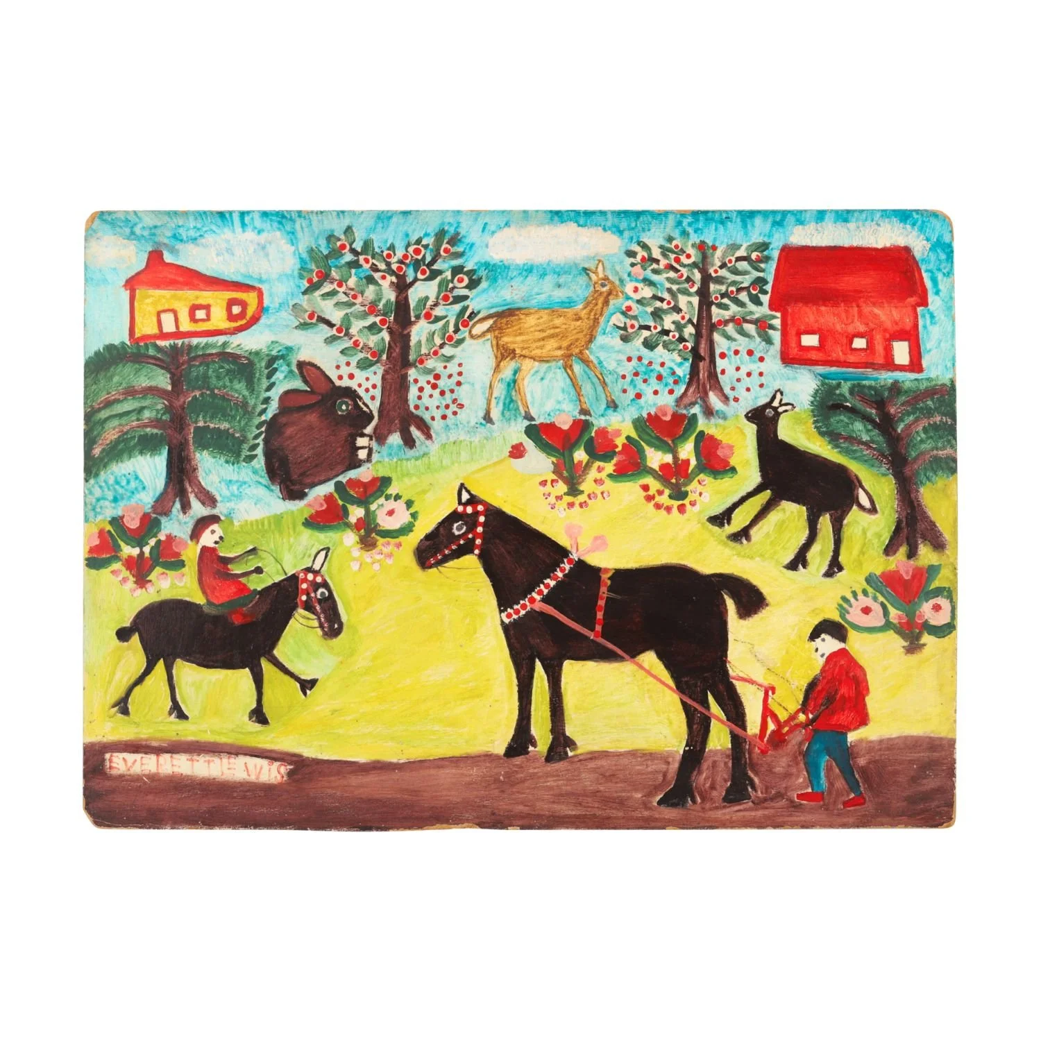 Everett Lewis (1893-1979), the husband of Maud Lewis, titled Ploughing Scene. Estimate: $6,000-$9,000.