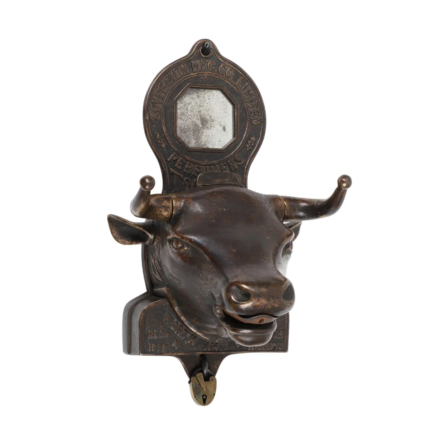 Circa 1902 Worth-Martin coin-op cast iron bull’s head perfume dispenser (“Take the Bull by the Horns!”) (CA$16,520).