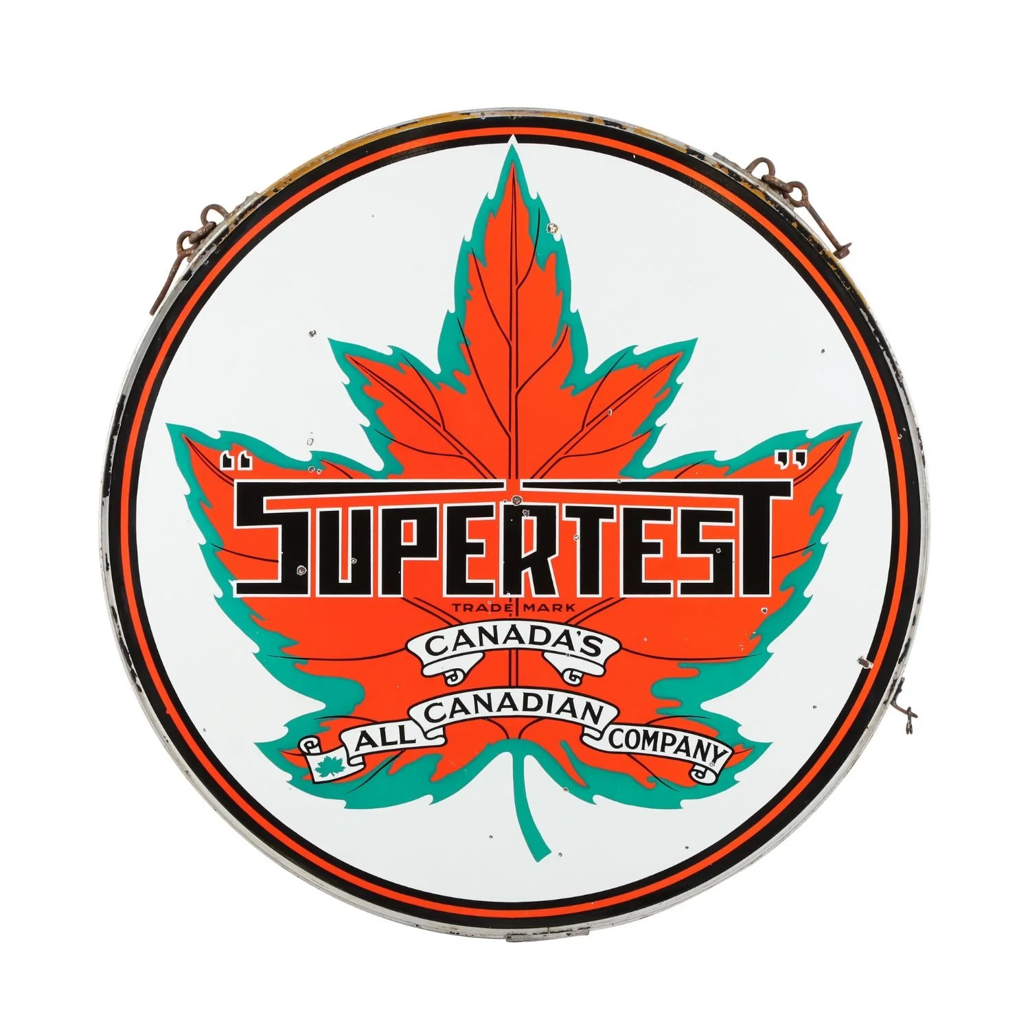 1930s or ‘40s Supertest Service Station 5' double-sided porcelain dealer sign(CA$23,600).