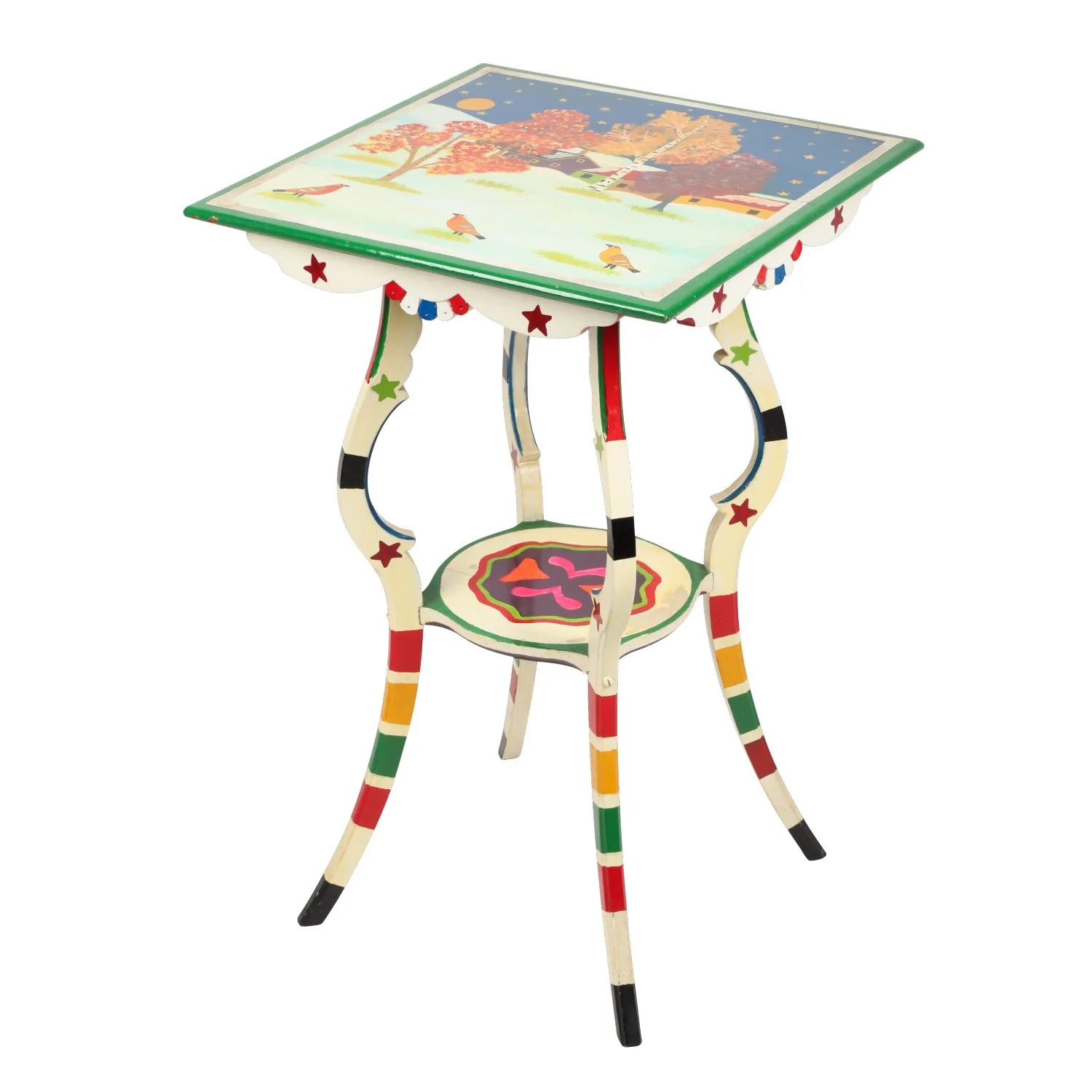 Painted Victorian side table by Canadian artist Joe Norris (1924-1996), the top showing an autumn homestead against a starry blue night sky (est. CA$9,000-$12,000).