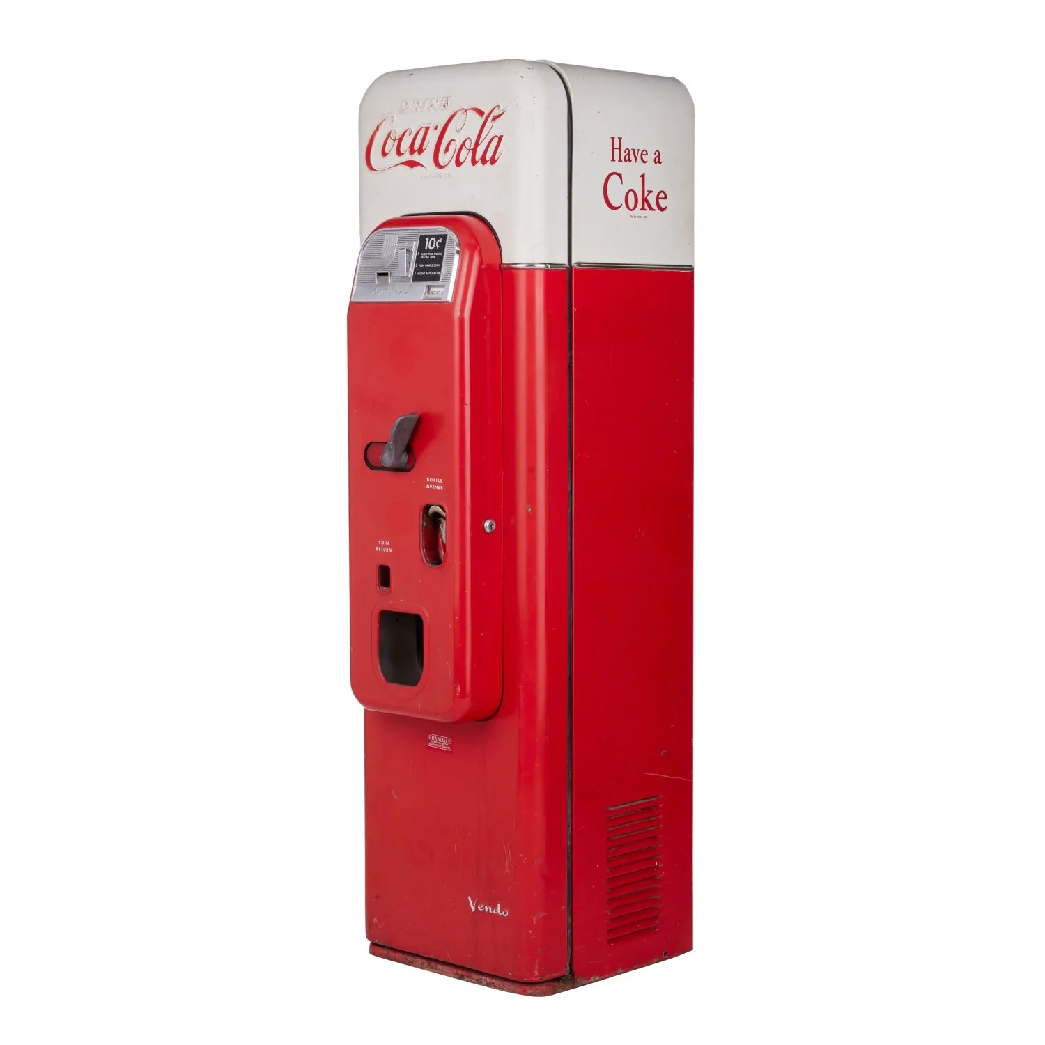 Coca-Cola Vendo 44 vending machine (Canadian, 1950s), popular among collectors for its slim profile and attractive styling, 57 ½ inches tall and all-original (est. CA$4,000-$6,000). 