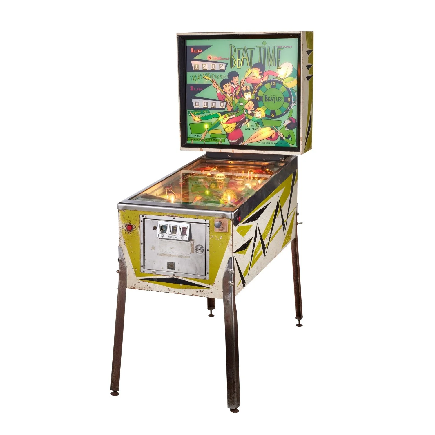 Williams (Chicago, Illinois) circa 1967 “Beat Time” machine – a salute to The Beatles, but under the fictitious band name “The Bootles”, in fine playing condition (CA$11,800).