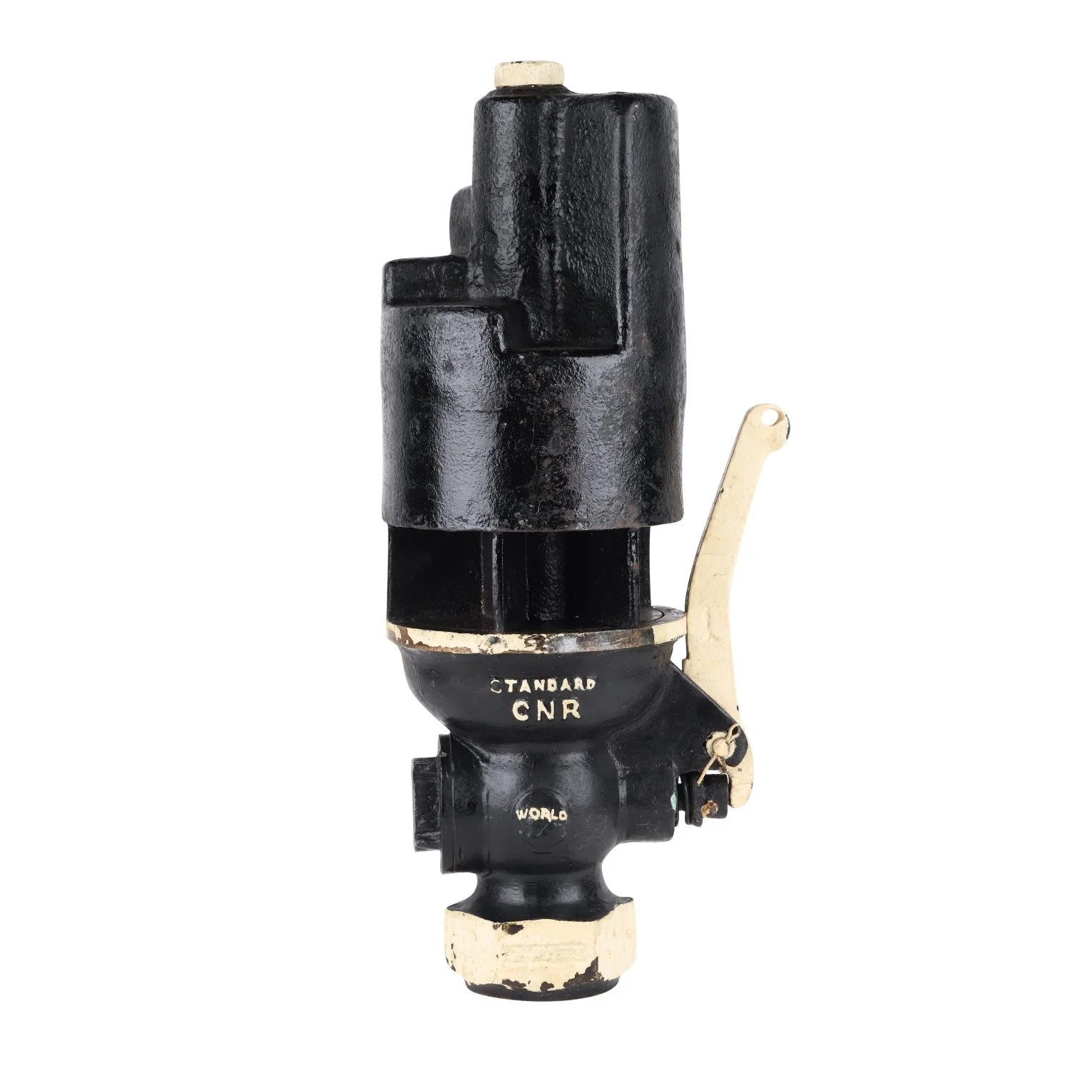 Canadian 1930s-era McAvity Canadian National Railroad six-chime steam whistle made from painted cast metal, 21 inches by 8 inches by 7 inches, embossed (est. CA$1,200-$1,500).