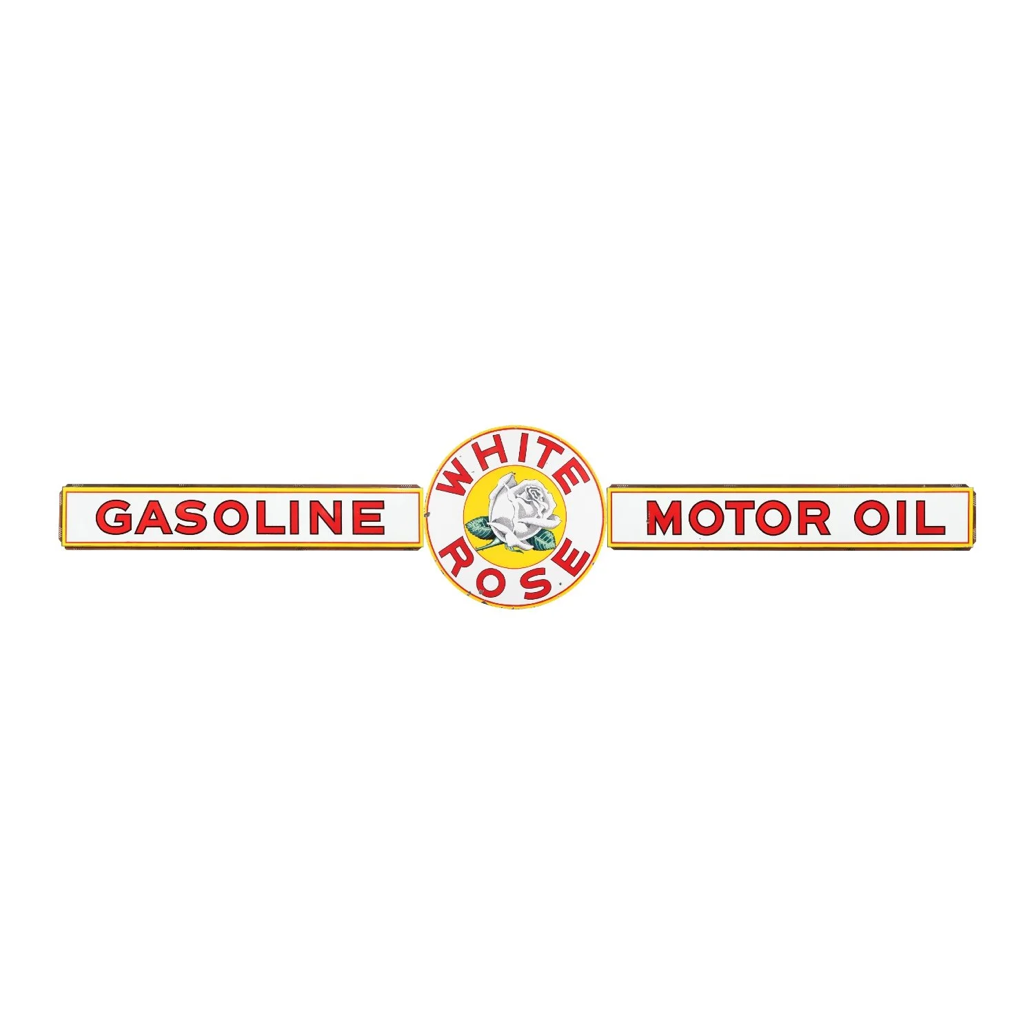 This 1940s White Rose Gasoline three-piece single-sided porcelain center sign and banners sold for CA$27,140. White Rose signs are some of Canada’s most recognizable petroliana signs.