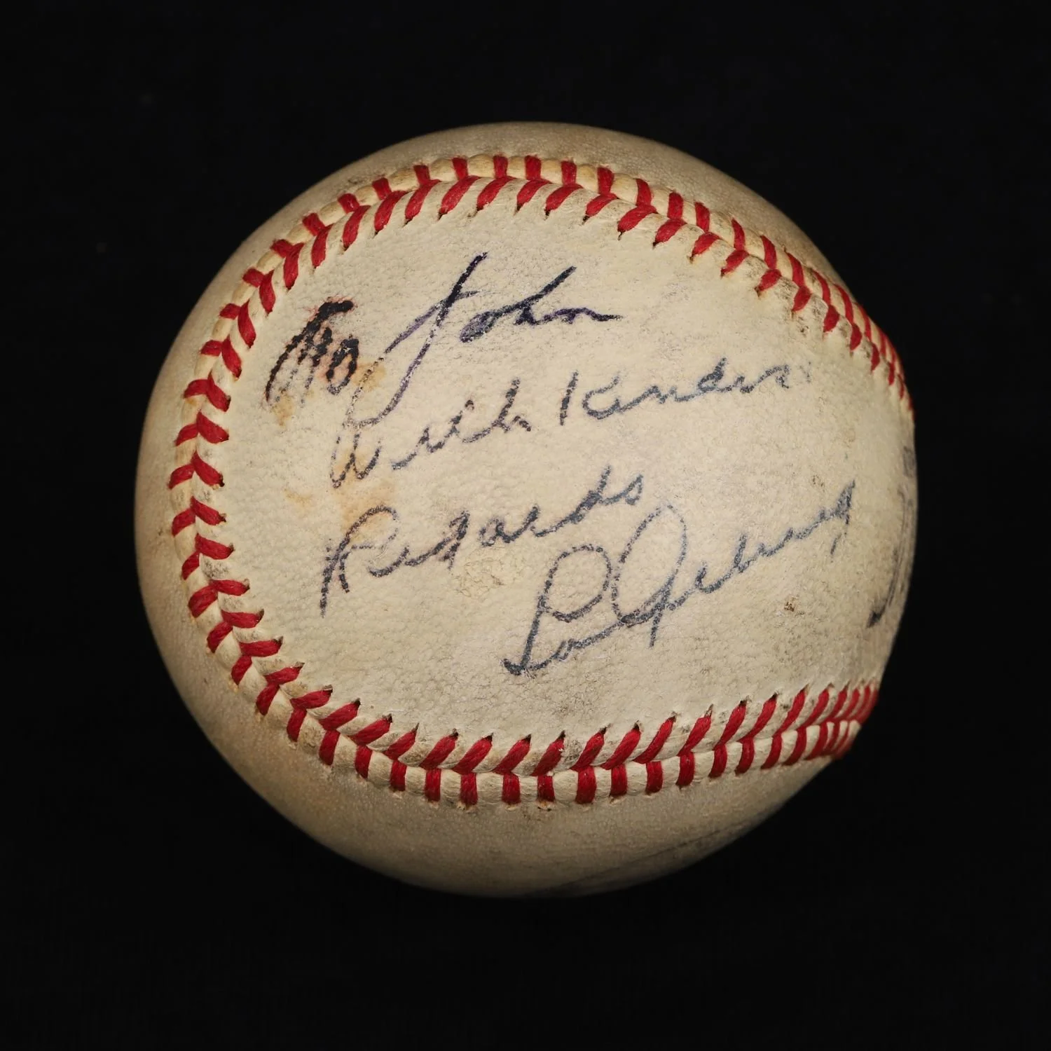 Worth Official League baseball signed circa 1927-1930 by Yankees slugger Lou Gehrig, with a PSA/DNA LOA and JSA LOA and PSA/DNA autograph grade of 8 (est. CA$10,000-$15,000).