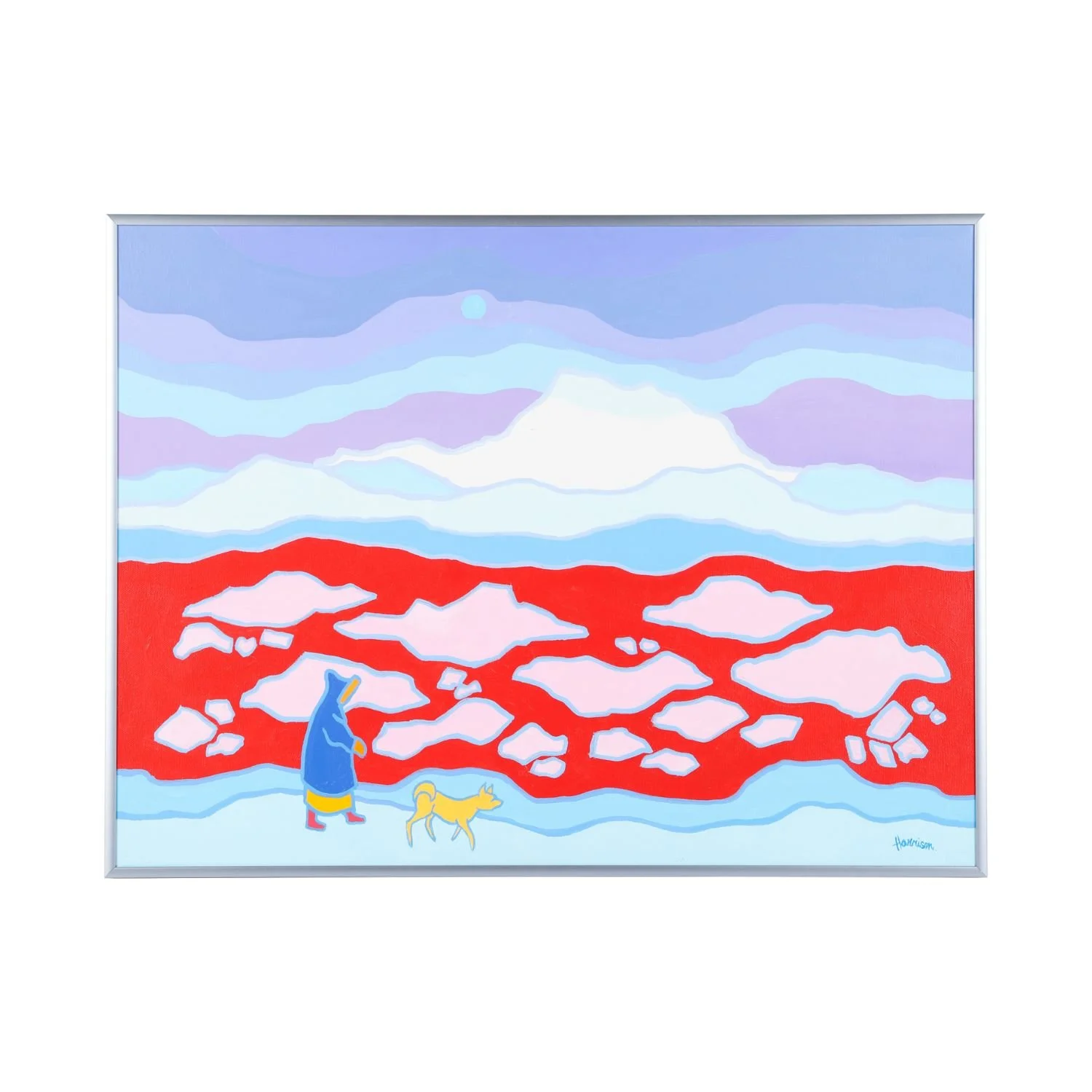 Lot 35 – Ted Harrison, Northern Morning. Vivid northern scene painted in 1999; gifted directly by the artist. Estimate: $12,000–$15,000 (Canadian).