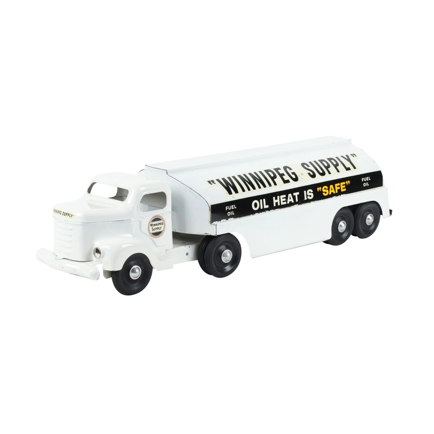 1950s Otaco Minnitoys “Winnipeg Supply” private-label oil tanker, excellent condition (est. CA$1,200–$1,500).