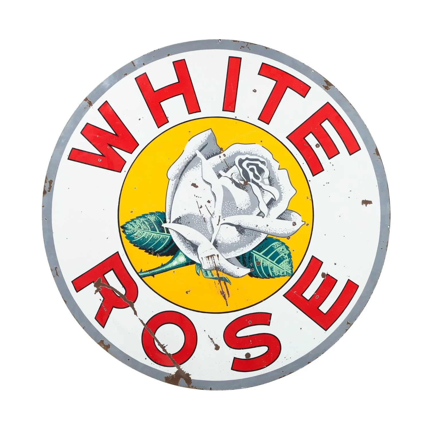 Canadian 1940s White Rose double-sided porcelain service station sign, 6 feet. Estimate: CA$10,000–$13,000.