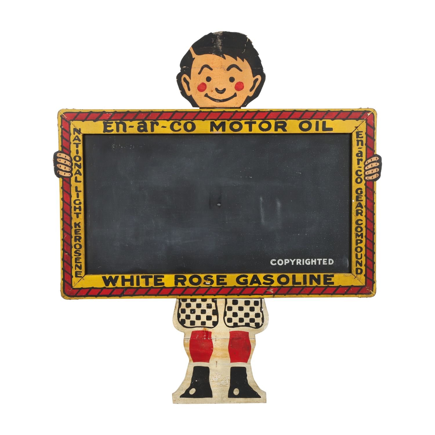 Canadian 1920s En-Ar-Co “Slate Boy” single-sided painted wood advertising figure. Estimate: CA$8,000–$12,000.
