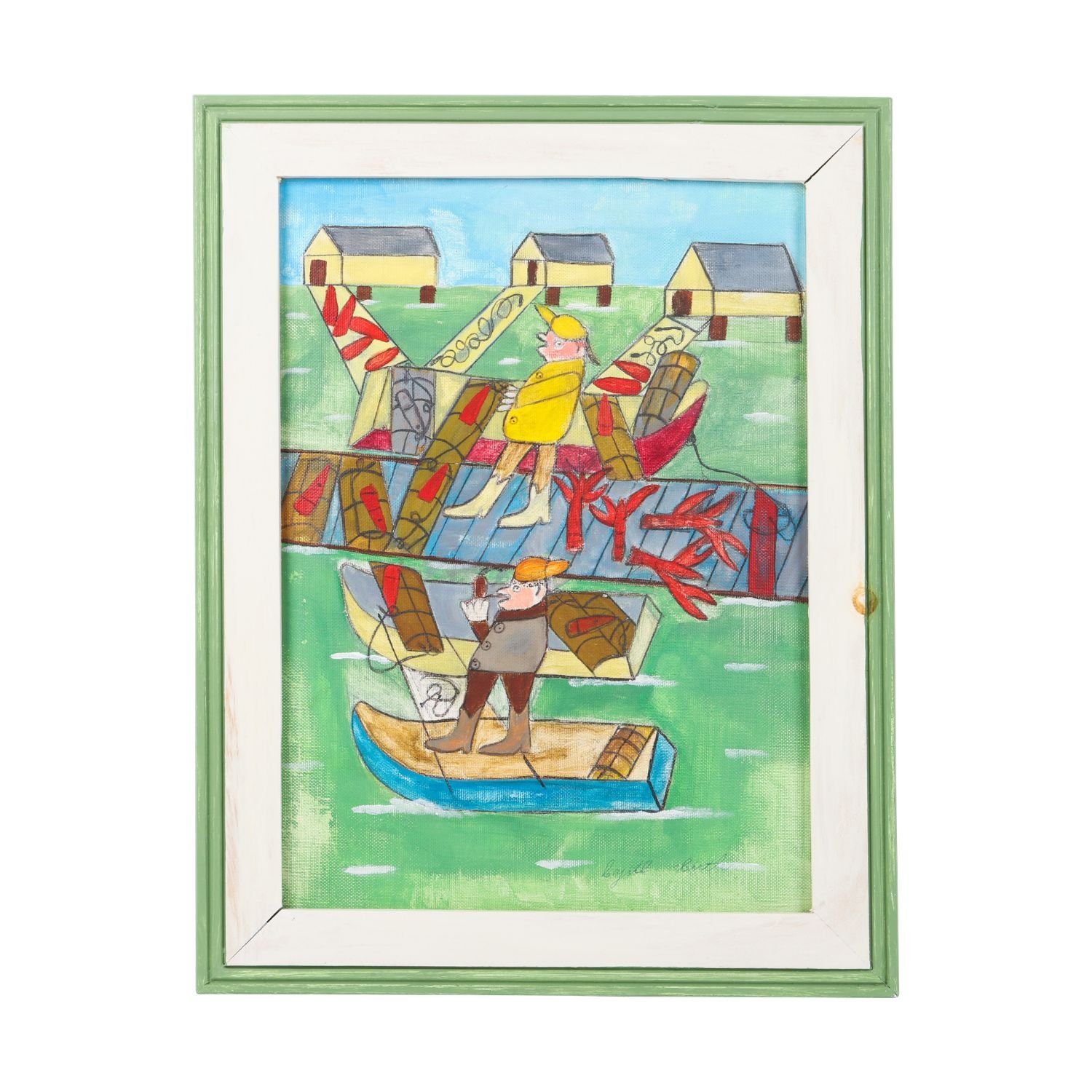 Cyril Hirtle, Lobster Boats. Energetic Nova Scotia dockside scene, featured in A Joyous Vision; record-setting CA$32,670.