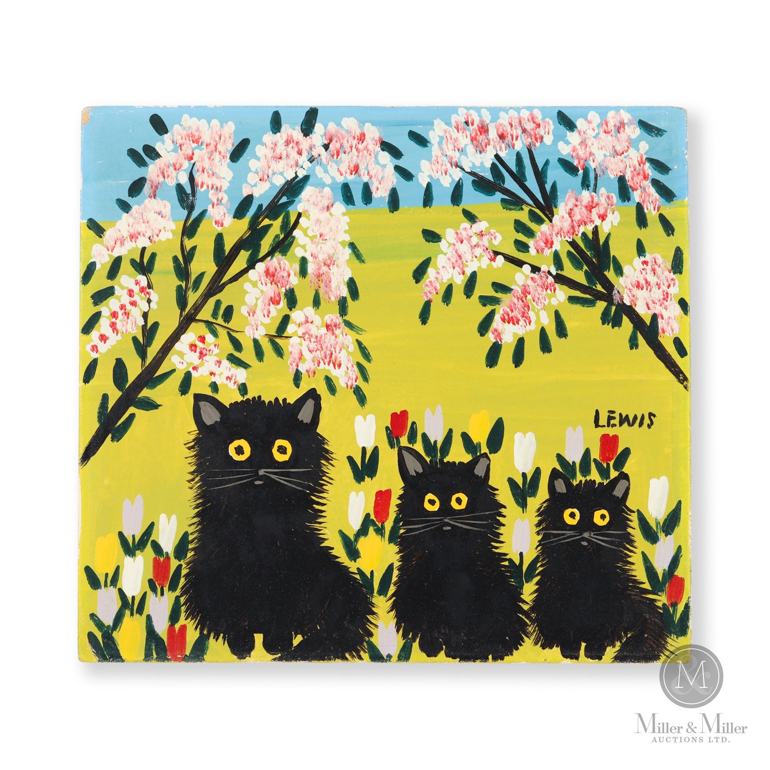 Three Black Cats by Maud Lewis<br><b>SOLD: $66,550</B>