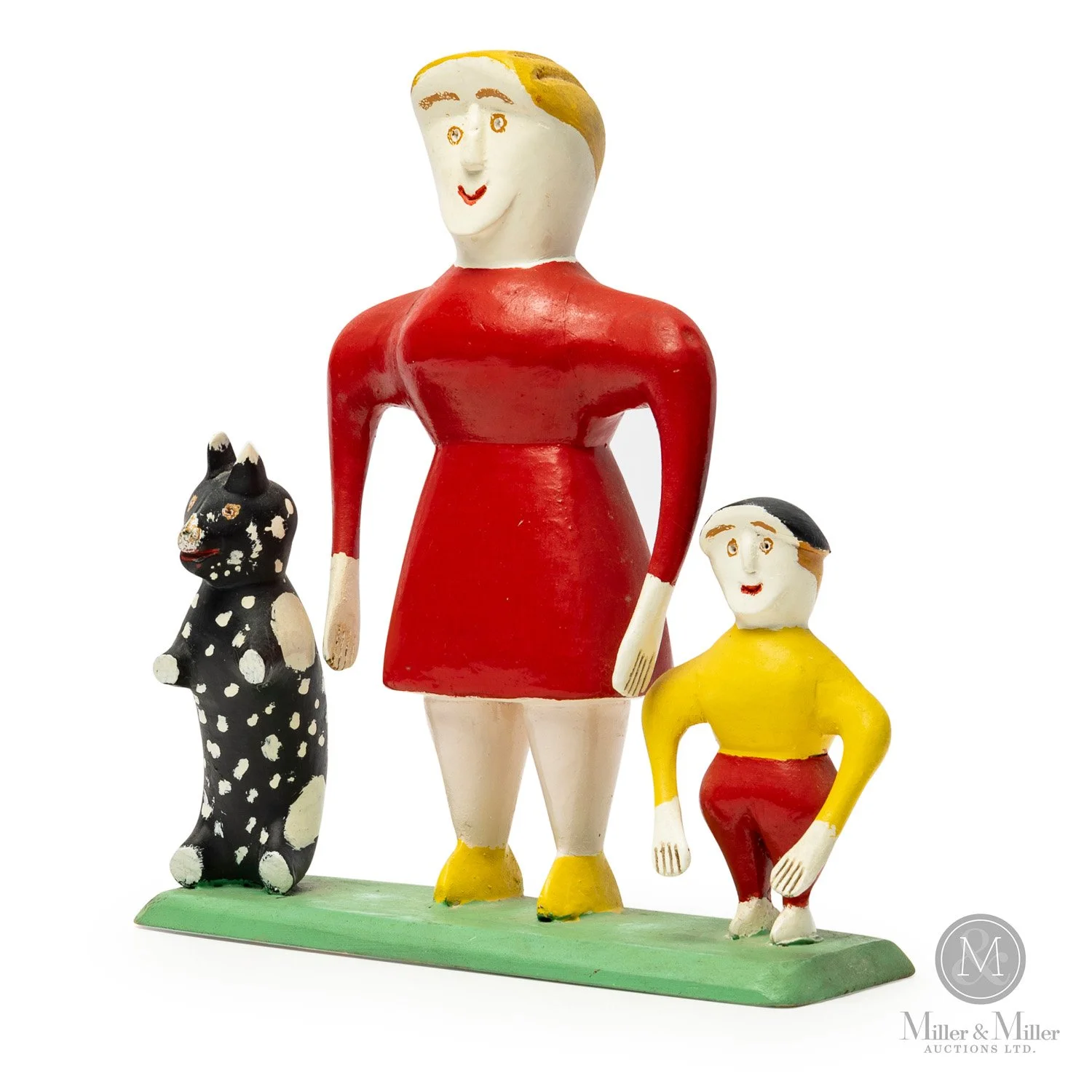 Woman with Dog and Child by Charlie Tanner<br><b>SOLD: $3,630</B>