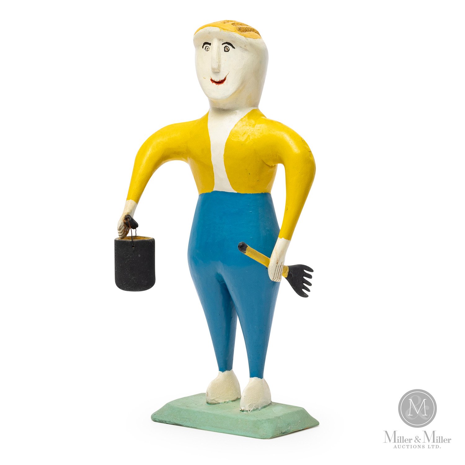 Man with Bucket and Rake by Charlie Tanner<br><b>SOLD: $7,865</B>