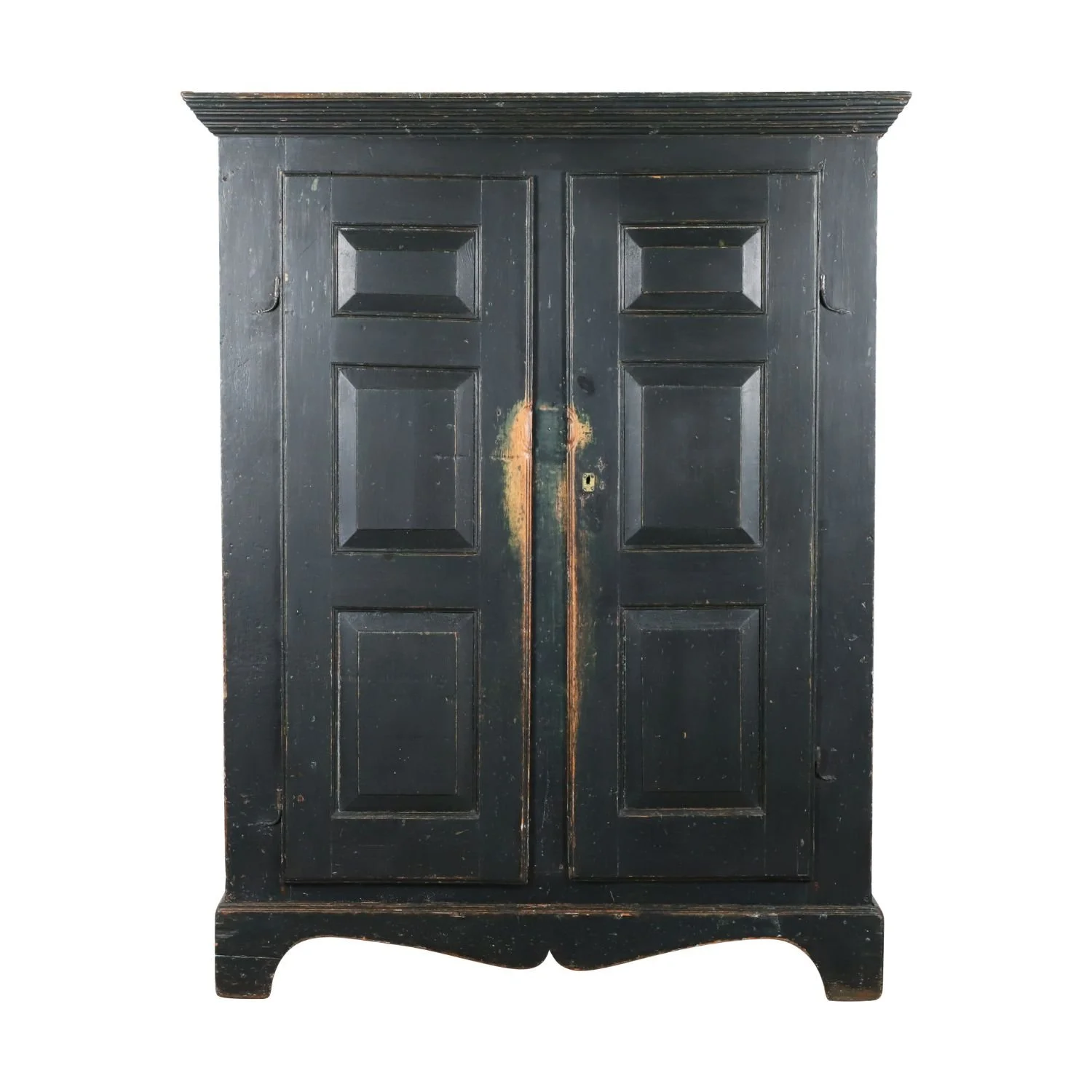 Quebec Armoire in Original Paint: Quebec, circa 1820 armoire retaining oxidized blue-green original paint. Estimate: $6,000–$8,000 CAD.