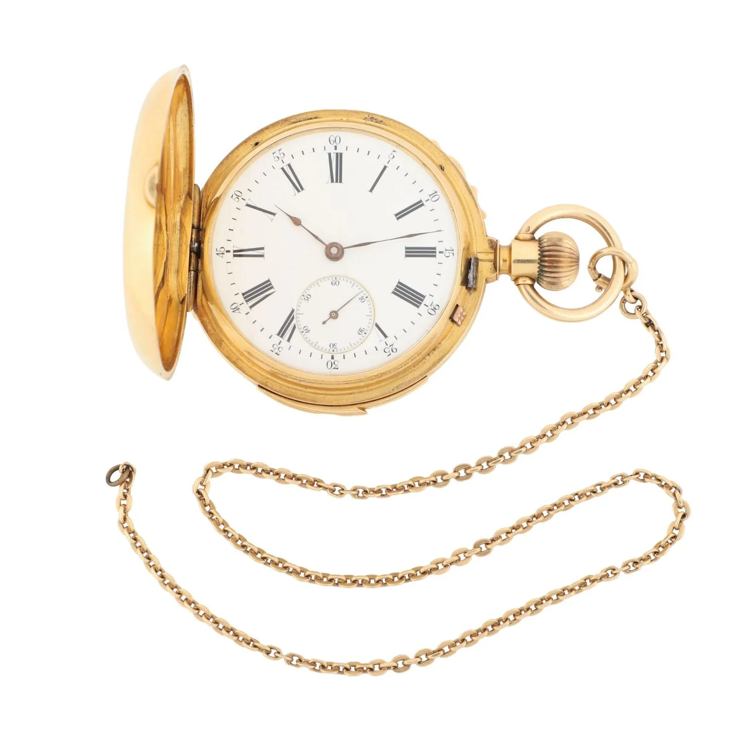 Russian-market 18K Swiss minute repeater pocket watch with matching 14K gold chain, circa 1890–1910. (CA$15,730)