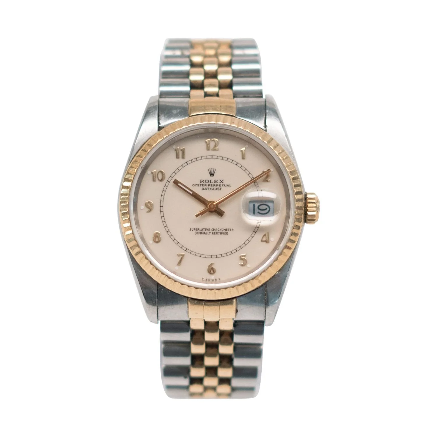 Rolex Ref. 16233 Datejust, circa 1992, with two-tone Jubilee bracelet and white dial. (CA$9,680)