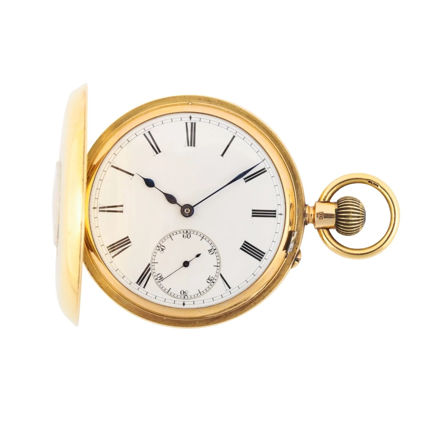 W.C. Hatherly Portsea 18K half hunter pocket watch with enamel dial and English lever movement. (CA$8,470)
