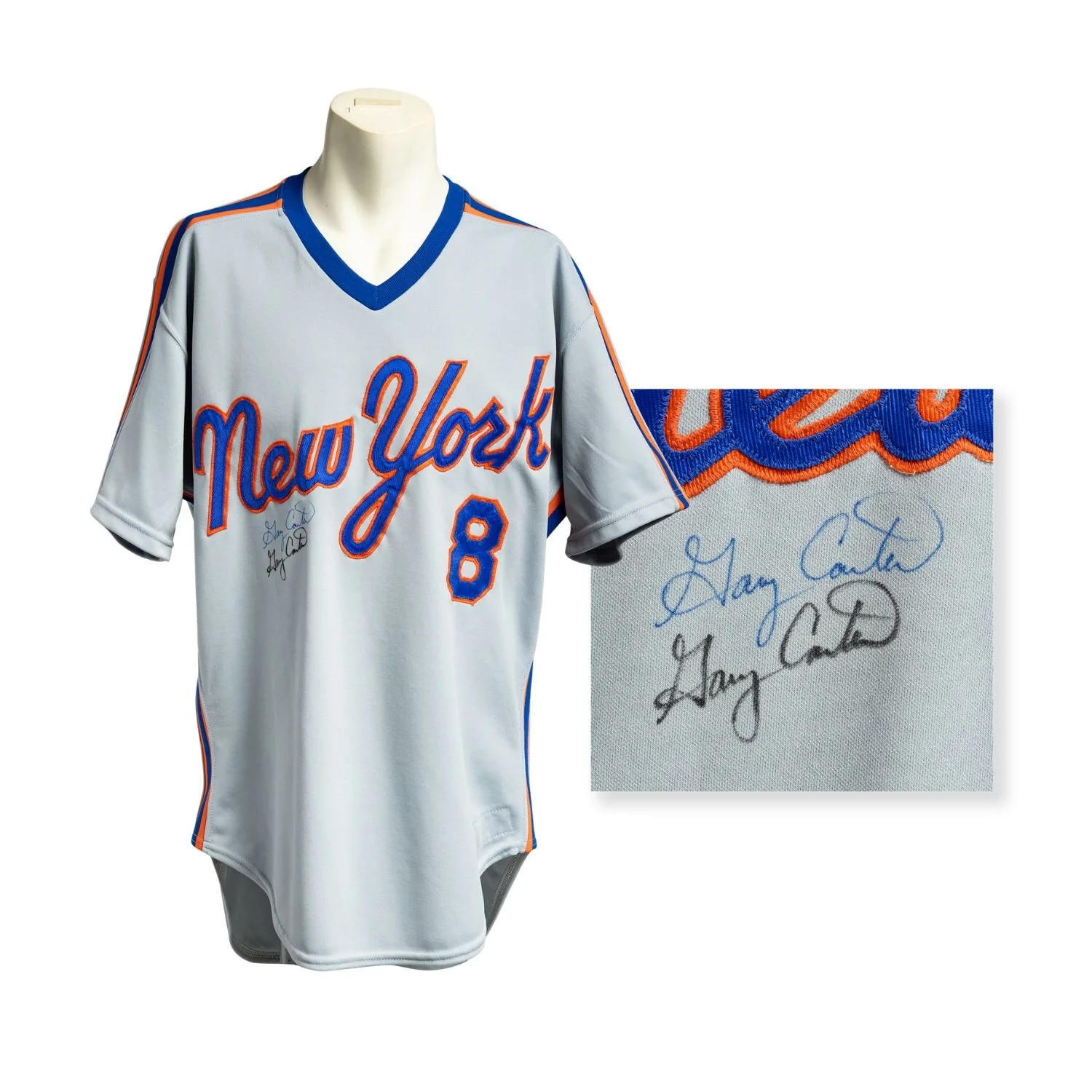 1987 Gary Carter game-worn and signed New York Mets jersey. Estimate: CA$4,000–$6,000.